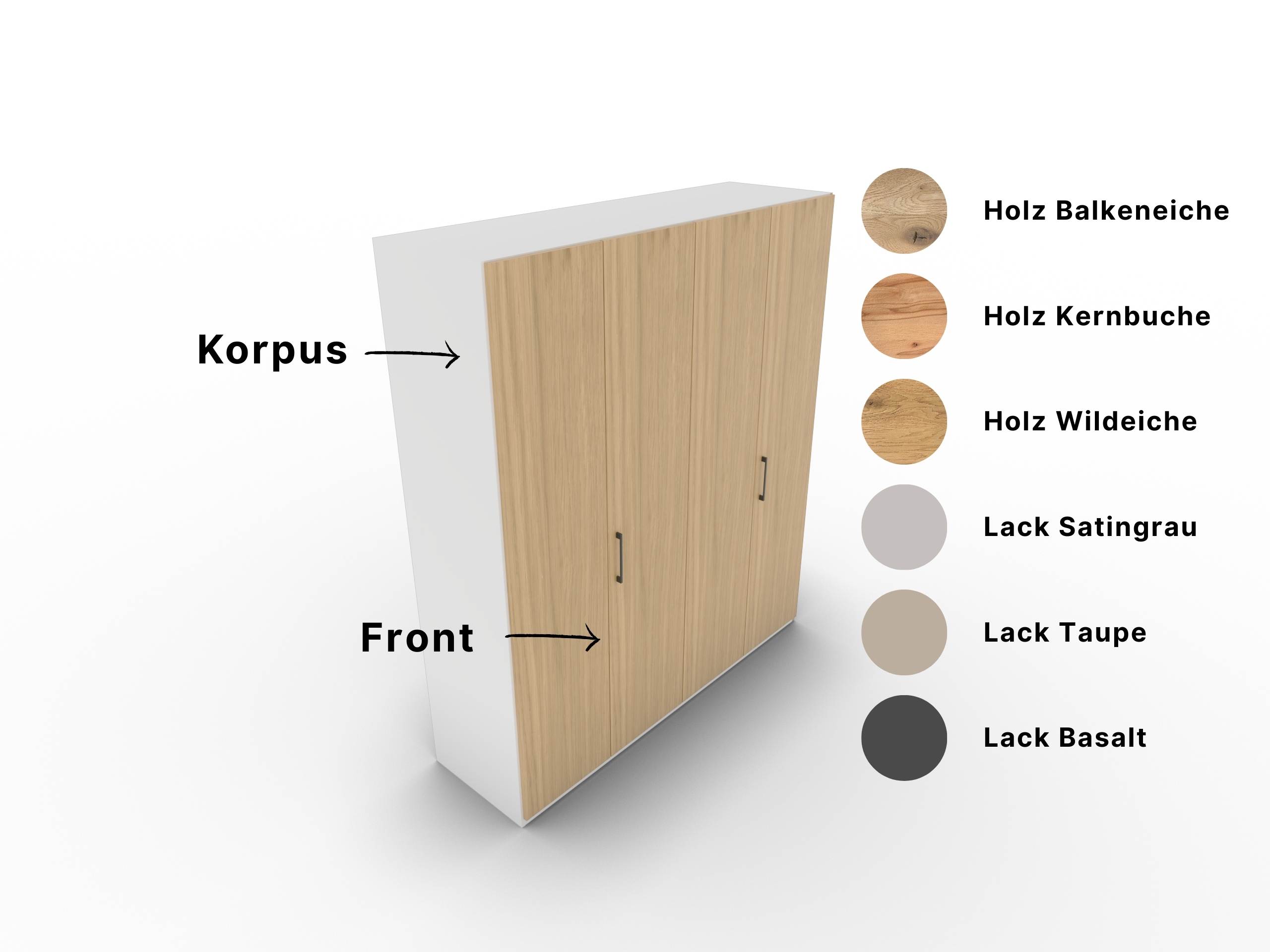 Disselkamp CD Studioline Kleiderschrank 4-trig Lack weiss Front Wildeiche (2)