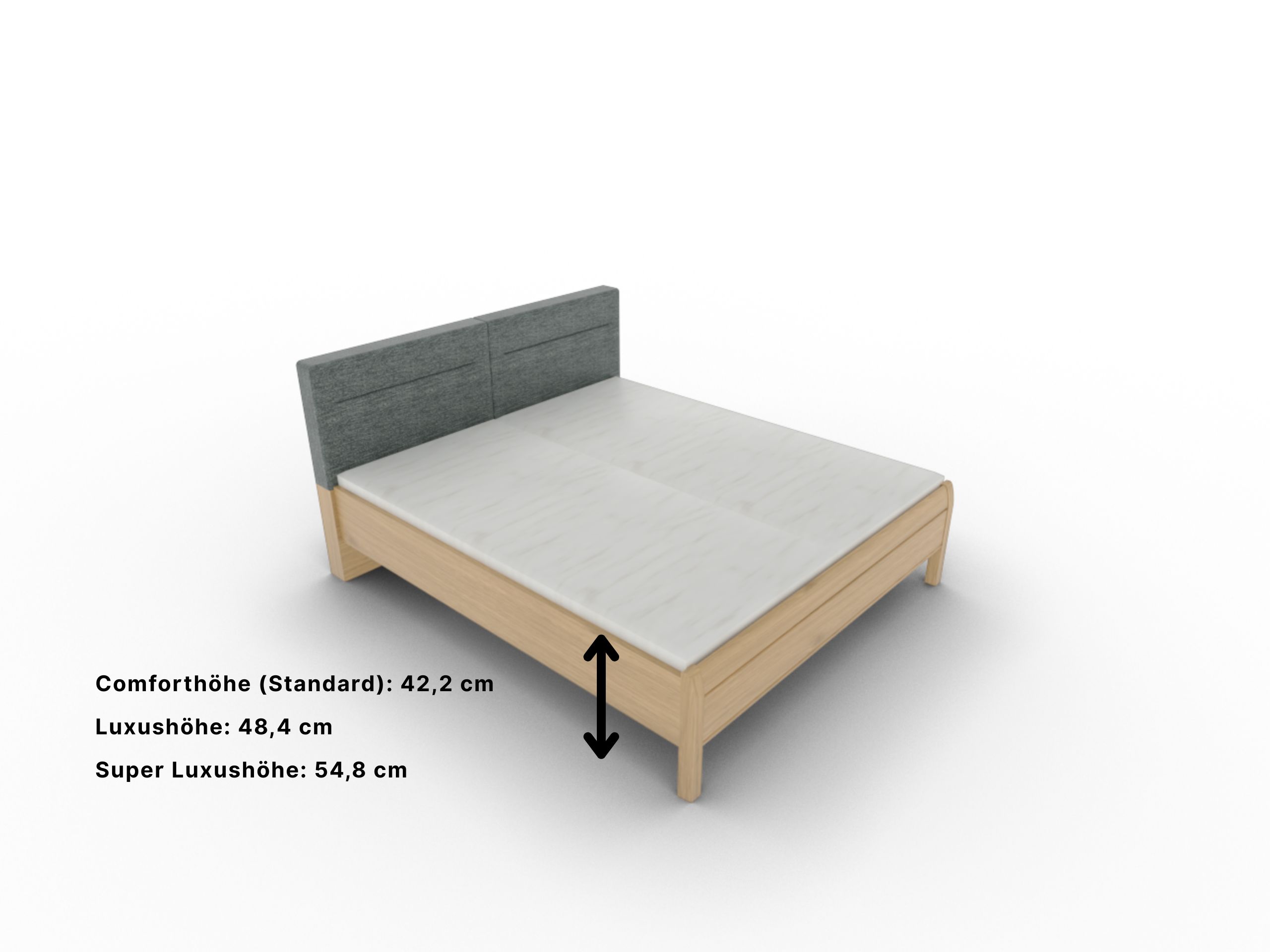 Disselkamp Doppelbett KT Polster Linero_Wildeiche_Bettseitenhoehe