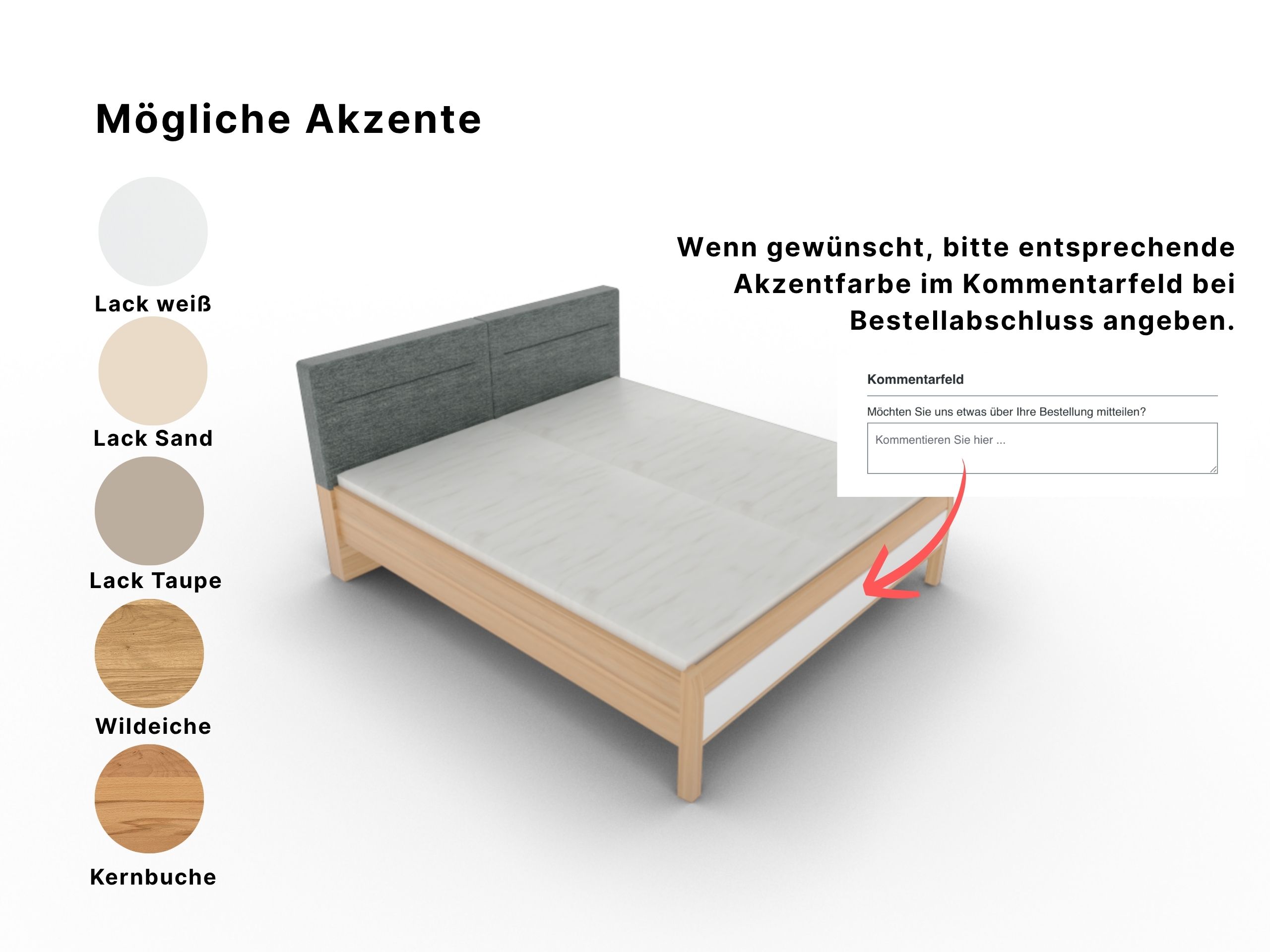 Disselkamp Doppelbett KT Polster Linero_Kernbuche_Akzente