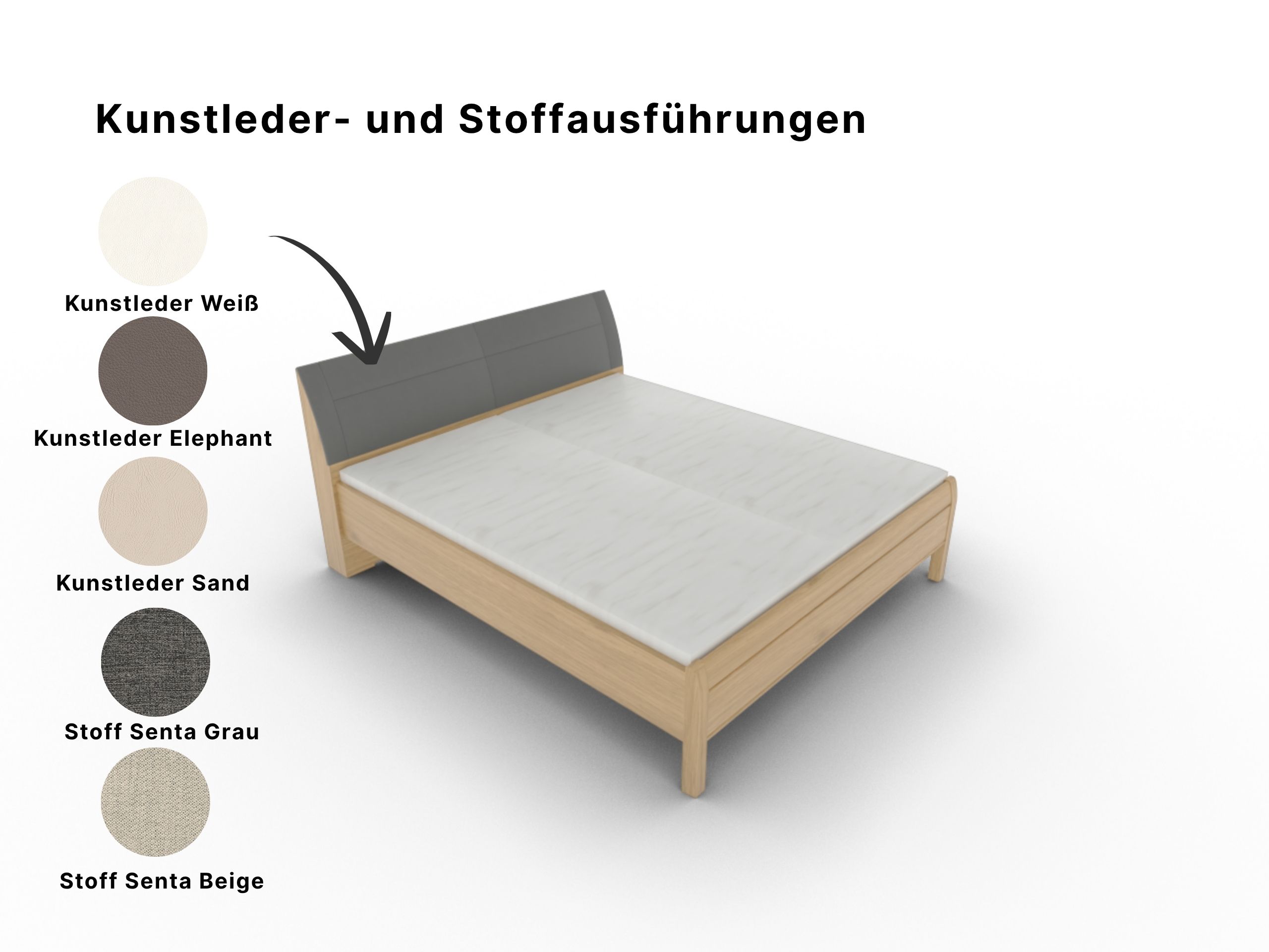 Disselkamp Doppelbett KT Polster Bogen_Wildeiche_Polsterausfuehrungen