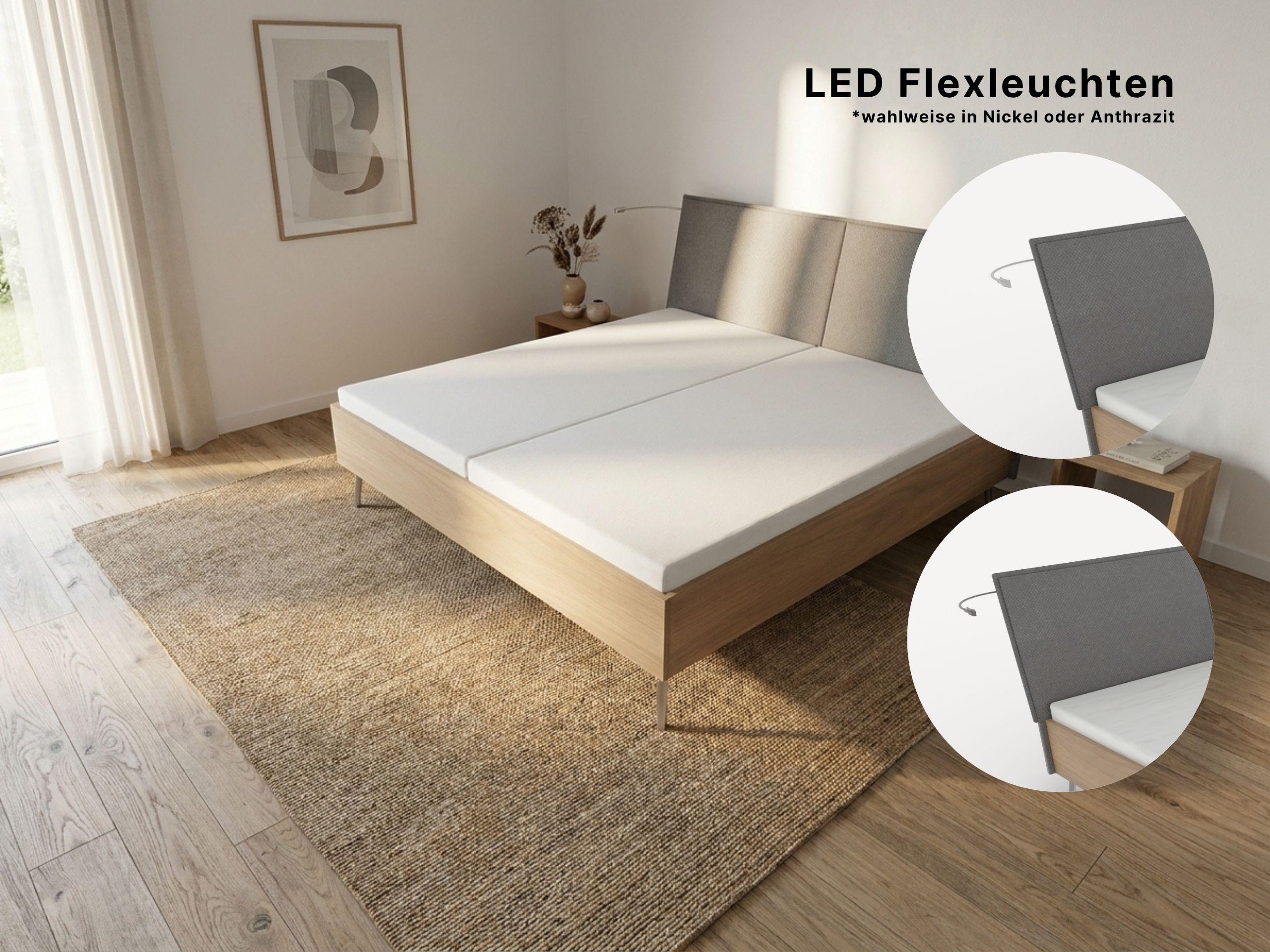 Disselkamp Bettensystem LED Flexleuchten Nickel oder Anthrazit