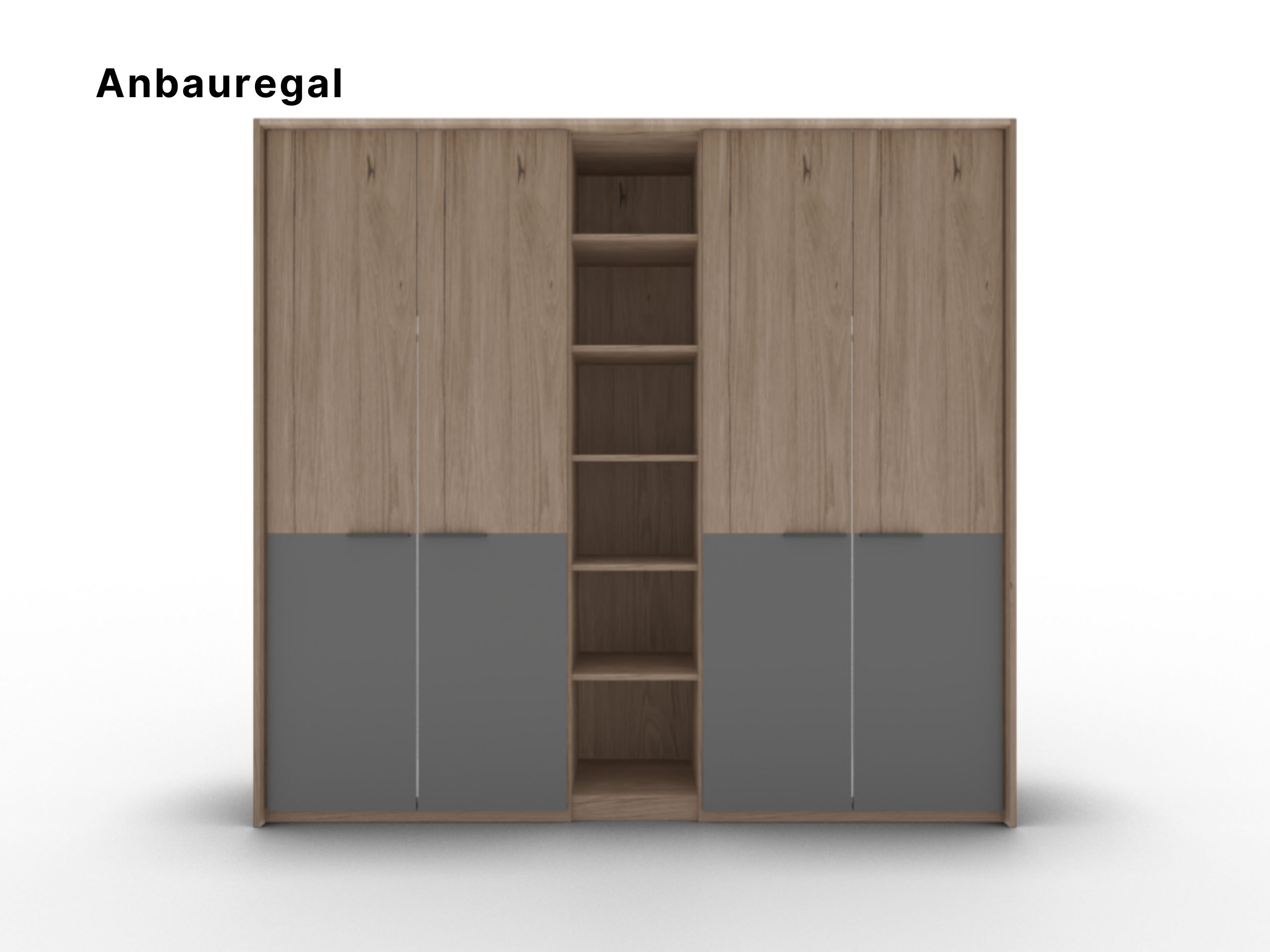 Disselkamp Cuneo Kleiderschrank Anbauregal 45 cm_Beispielbild mittig in viertuerigem Kleiderschrank