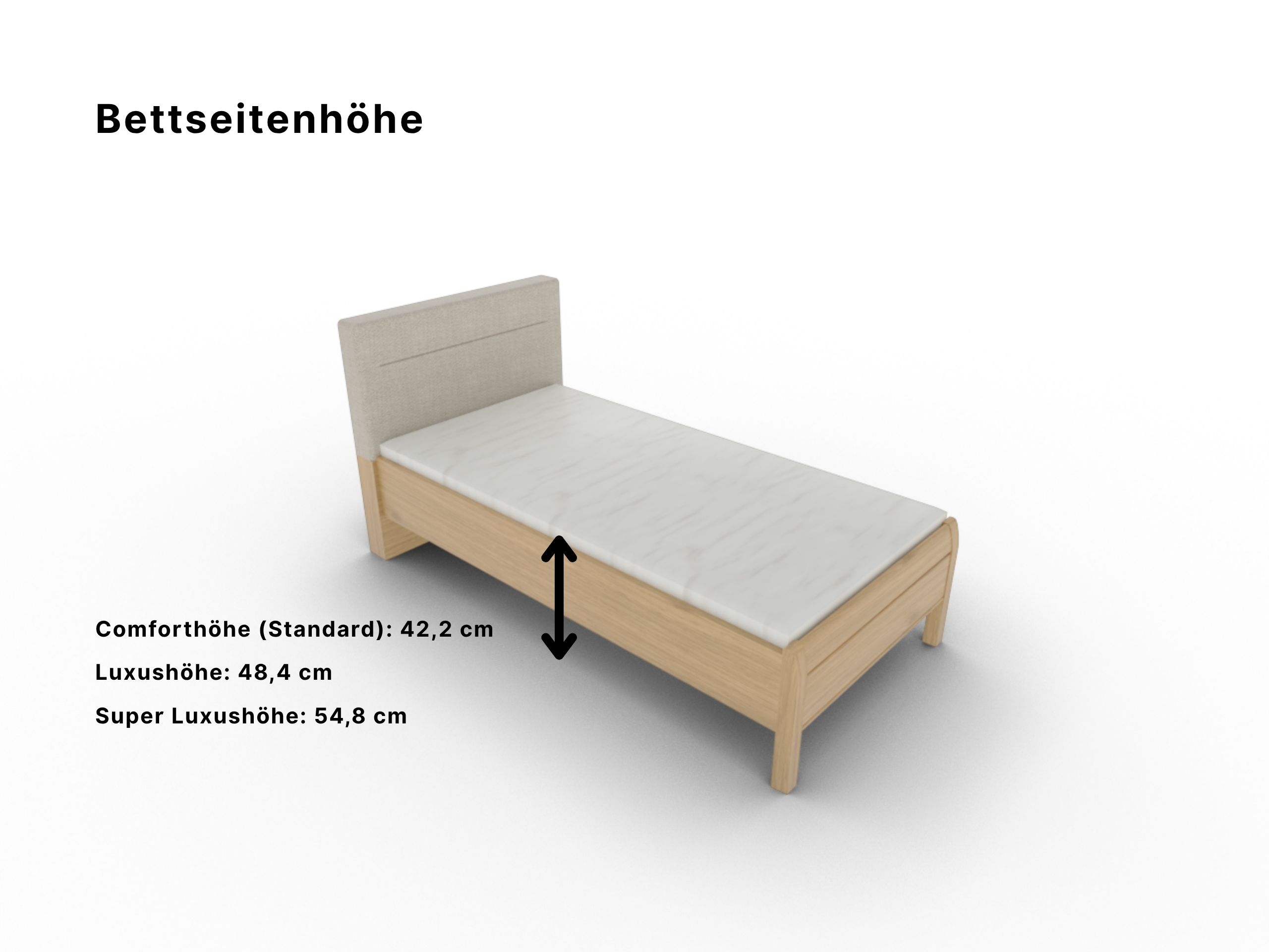 Disselkamp Comfort V Einzelbett KT Polster Linero_Wildeiche_Bettseitenhohe
