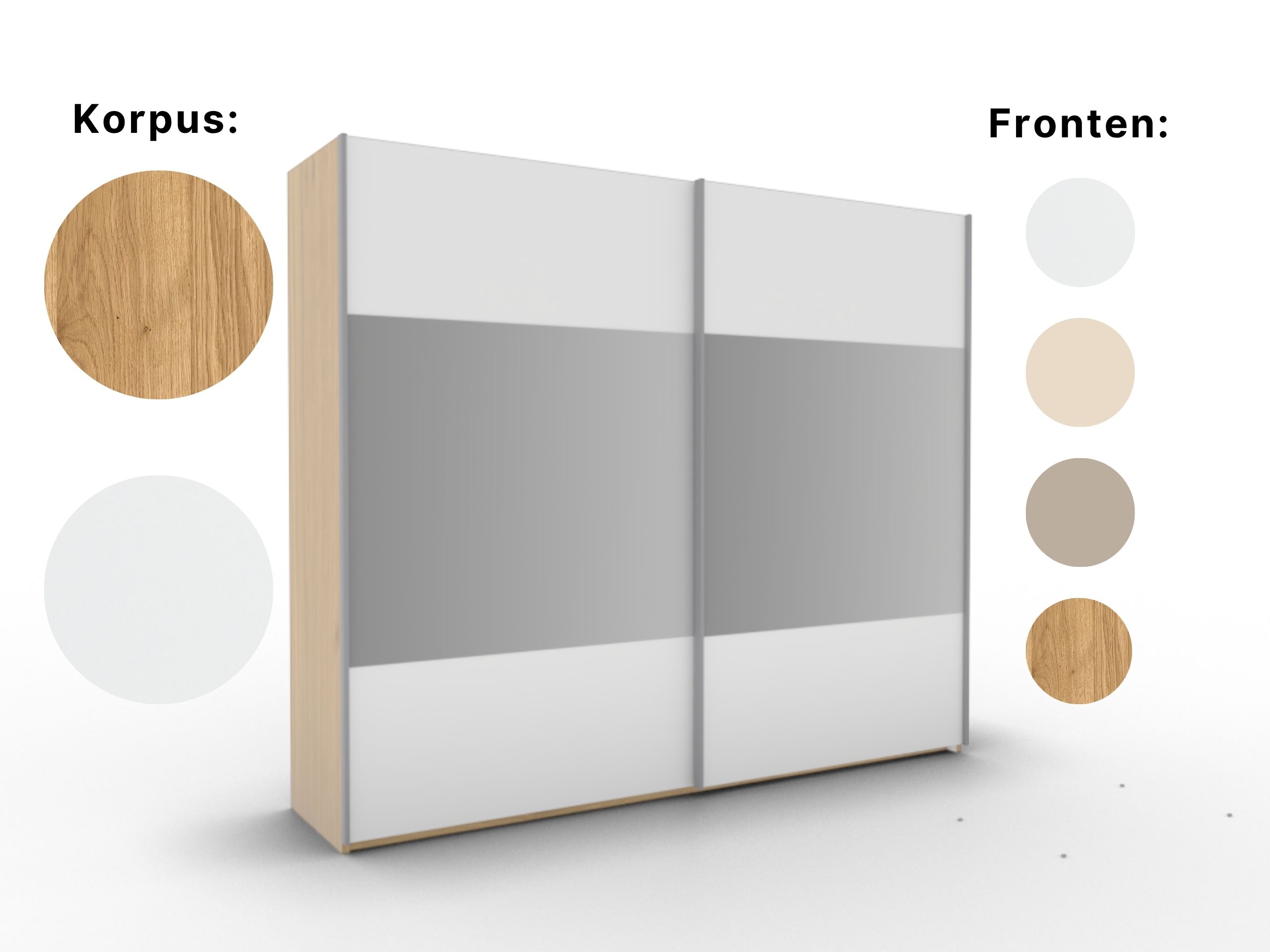 Disselkamp Comfort V Schwebeturenschrank PG 2 Wildeiche 4 x Absetzung, 4 x  Spiegel