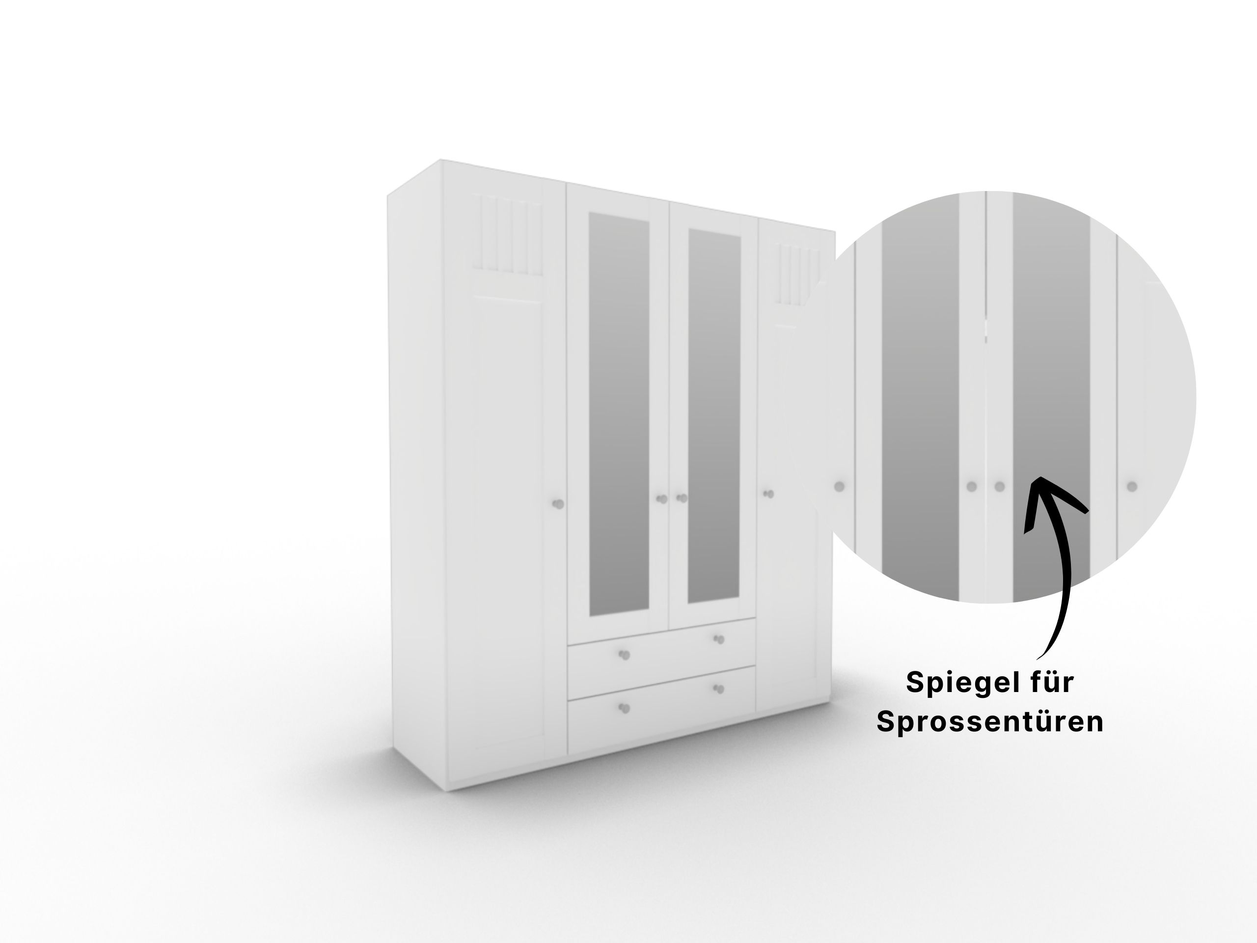 Disselkamp Castellino Kleiderschrank Frontschubkasten_Spiegel fuer Sprossentueren