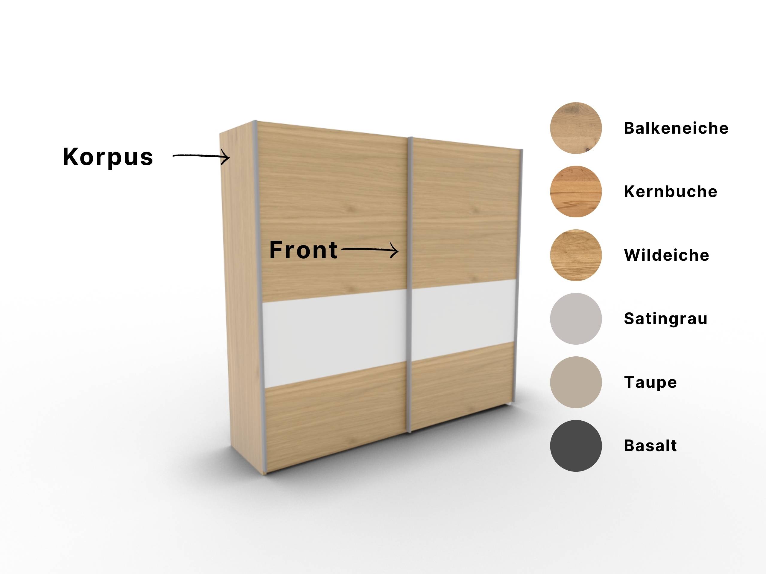 Disselkamp CD Studioline Schwebetuerenschrank Design 4 Korpus und Front in Wildeiche mit Einsatz in Lack weiss PG2