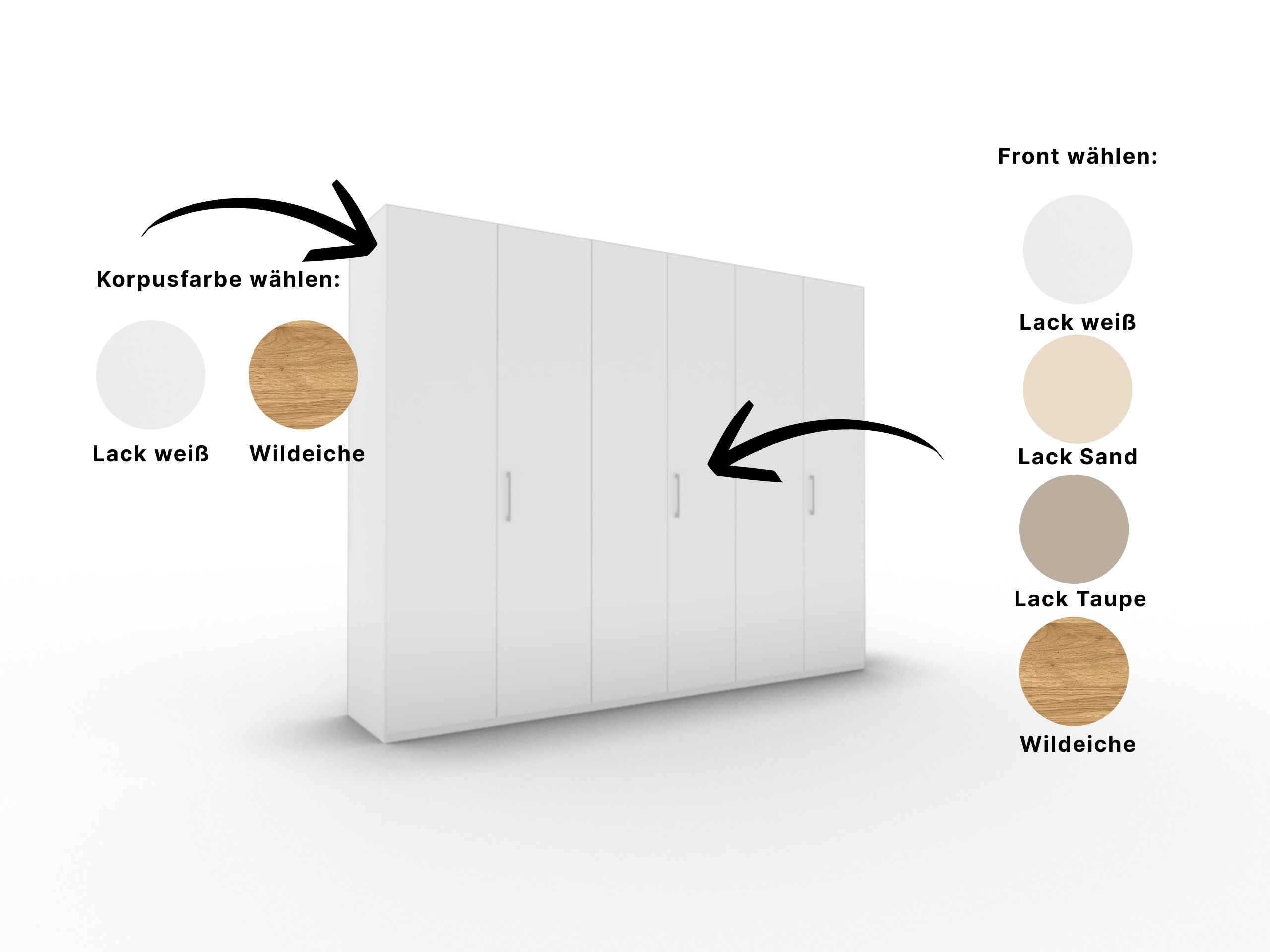 Disselkamp Comfort V Kleiderschrank Schrankfront 2 PG2_Lack weiss Korpus und Front waehlbar_6T