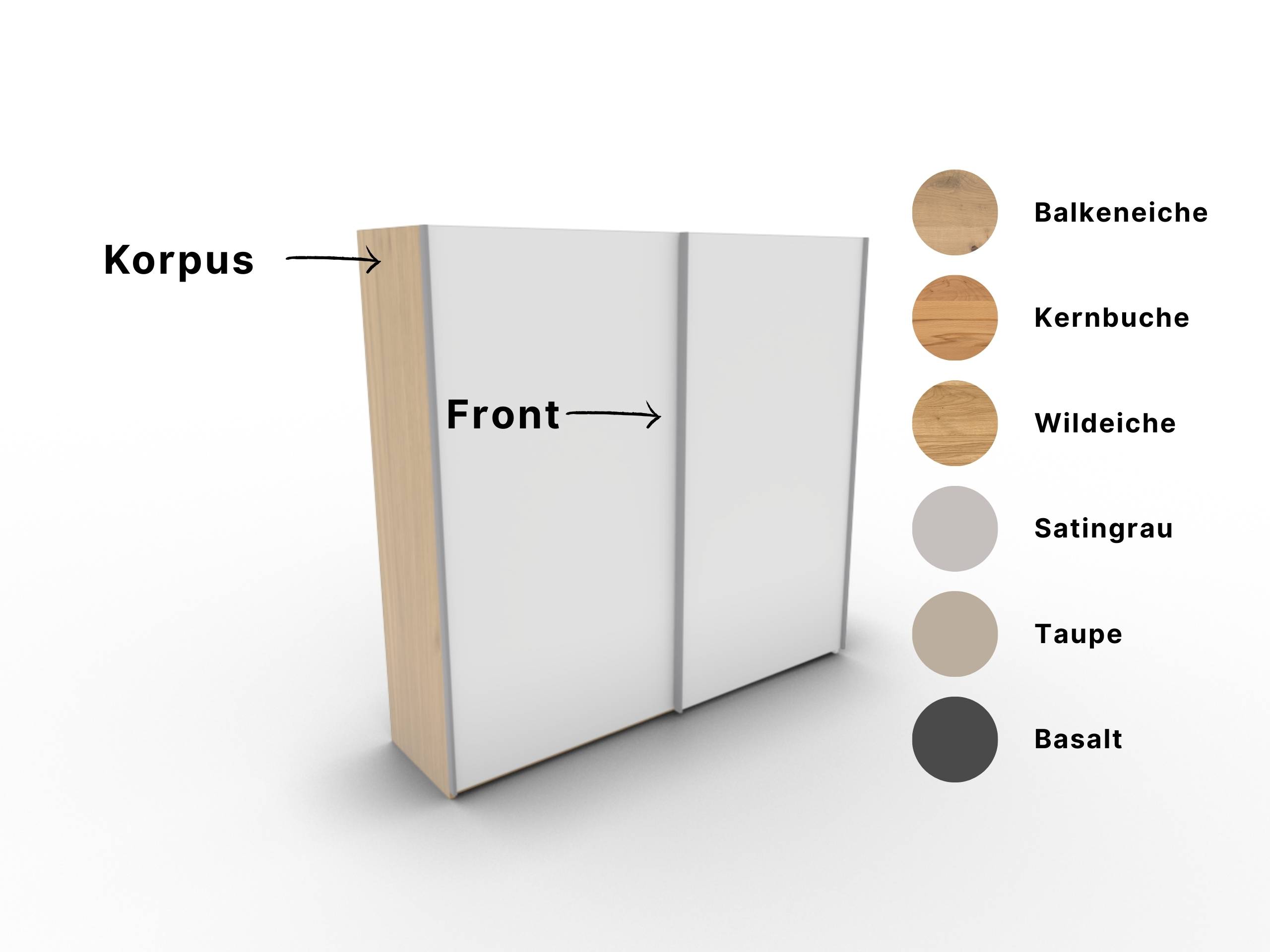 Disselkamp CD Studioline Schwebetuerenschrank Design 1 Front Lack weiss Korpus Wildeiche PG2