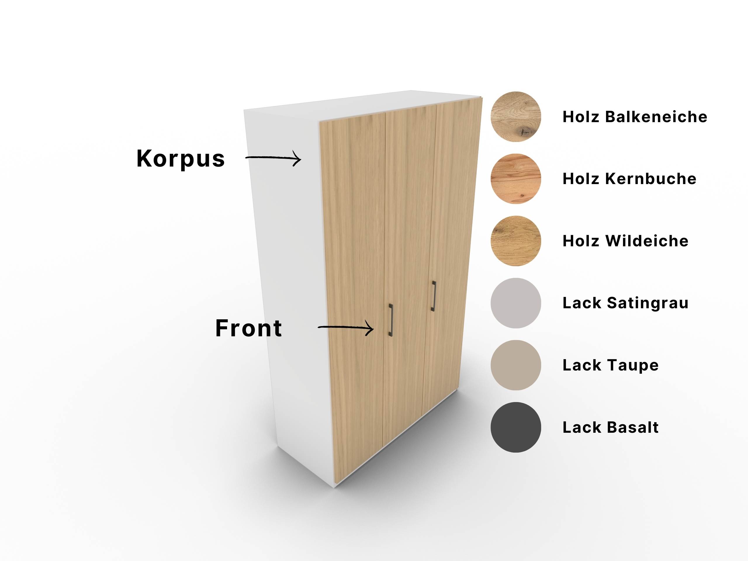 Disselkamp CD Studioline Kleiderschrank 3-trig Lack weiss Front Wildeiche (2)
