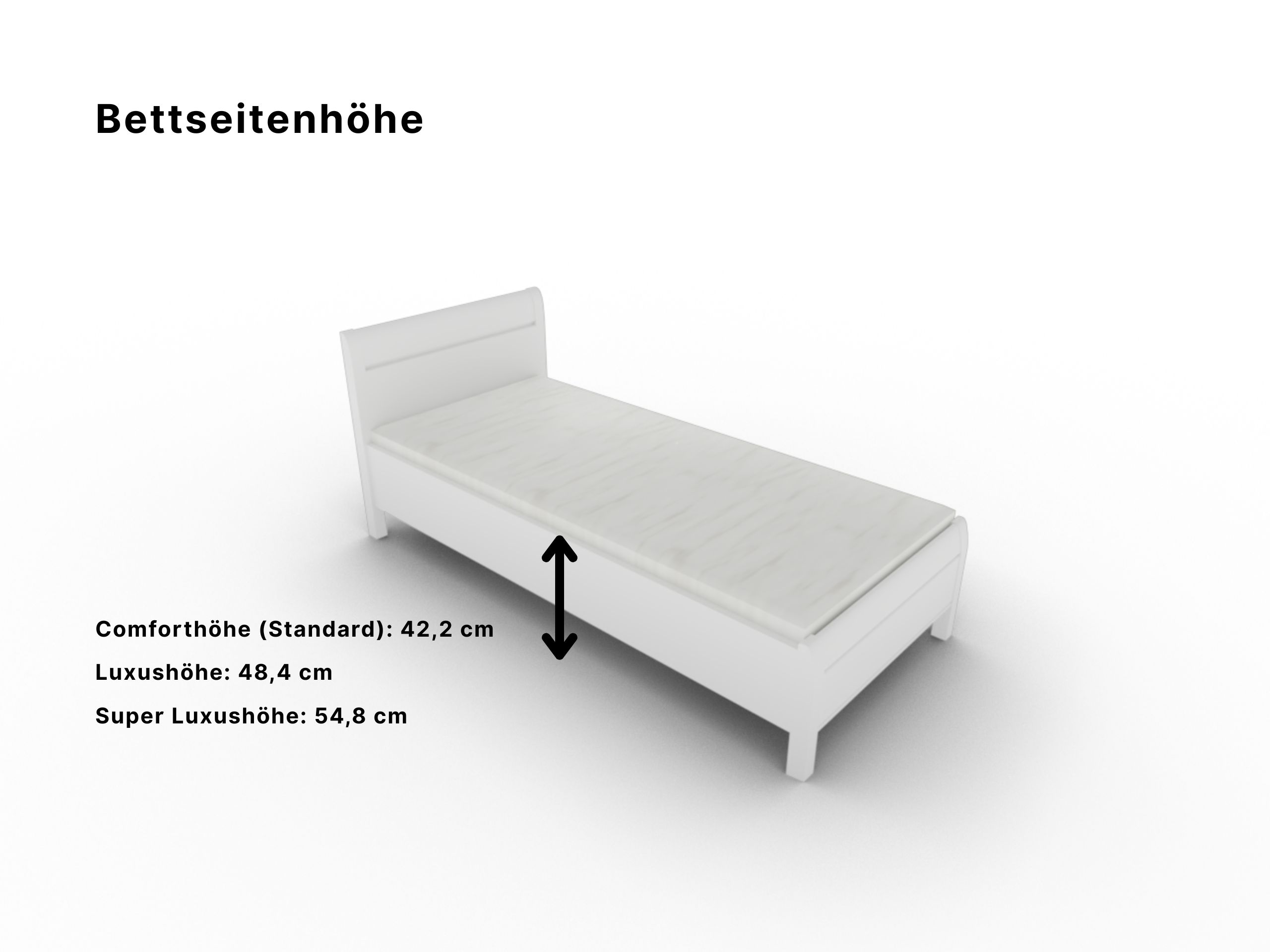 Disselkamp Comfort V Einzelbett KT Stollen_Lack weiss_Bettseitenhoehe