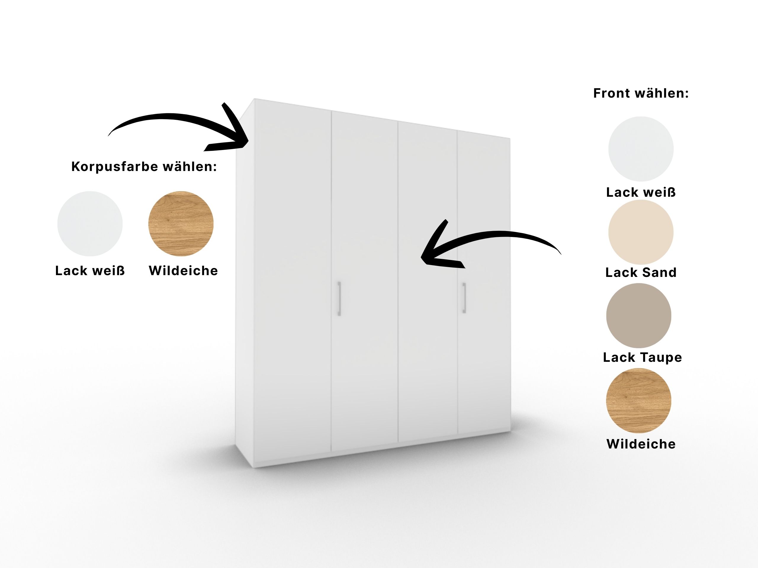 Disselkamp Comfort V Kleiderschrank Schrankfront 2 PG2_Lack weiss Korpus und Front waehlbar_4T
