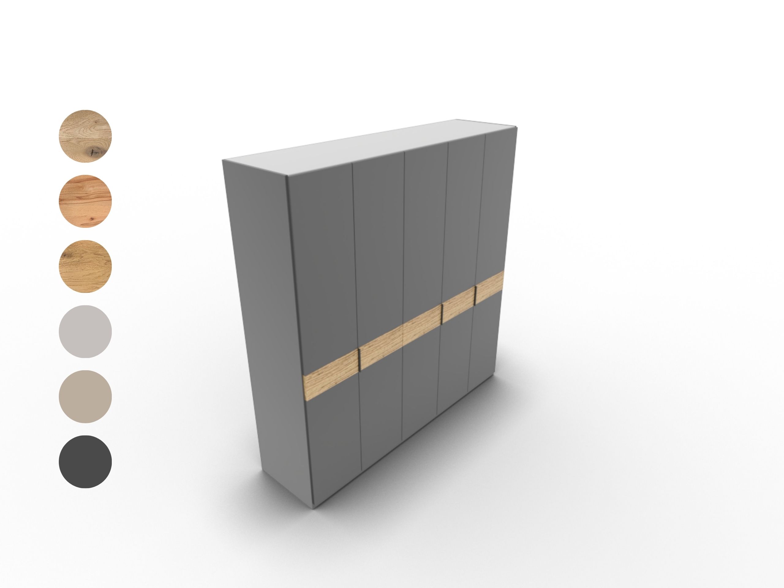 Disselkamp CD Studioline Kleiderschrank BB 5-türig Korpus Basalt Bauchbinde Wildeiche