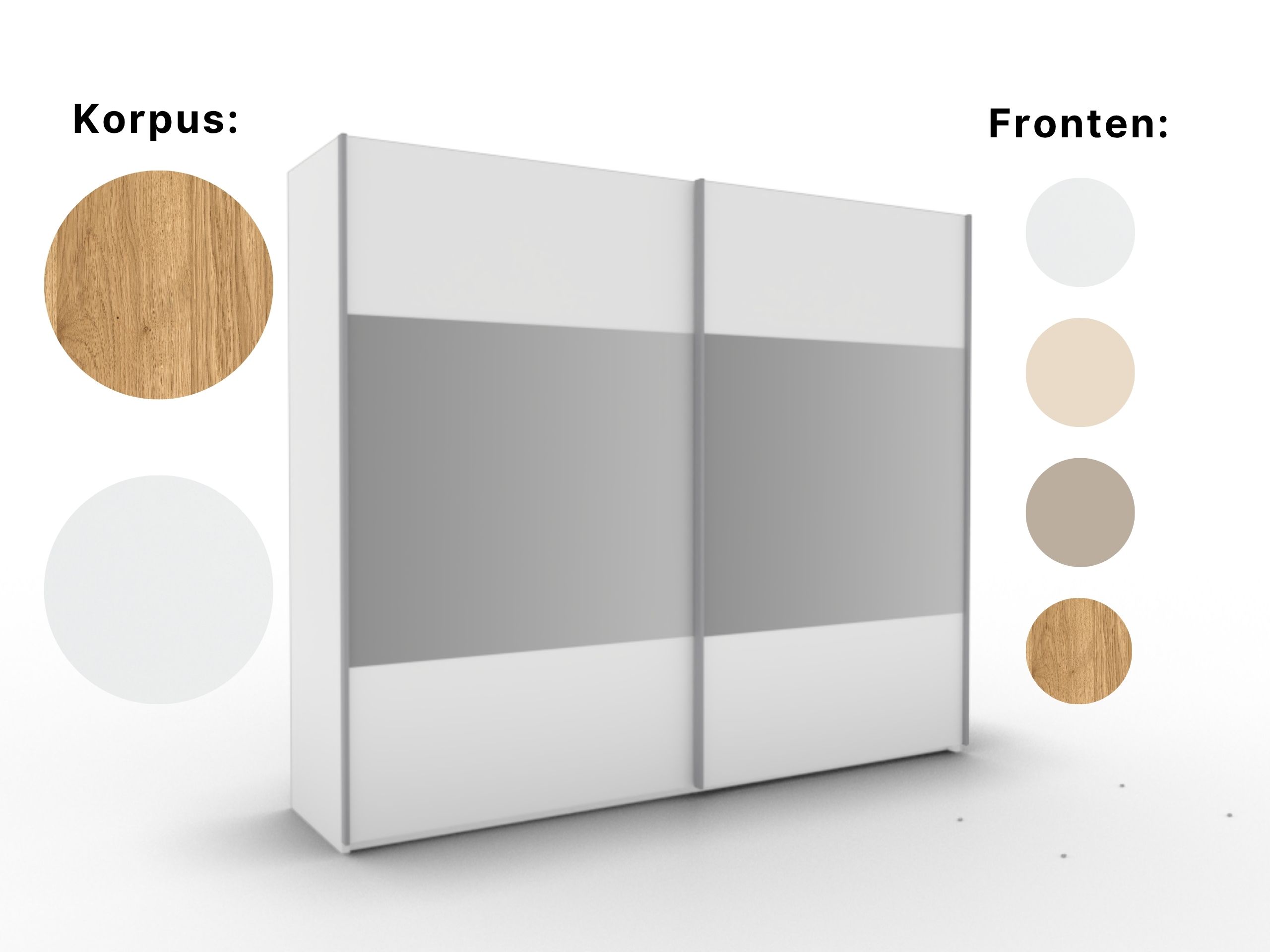Disselkamp Comfort V Schwebeturenschrank PG 2 Lack Weiss 4 x Absetzung, 4 x  Spiegel