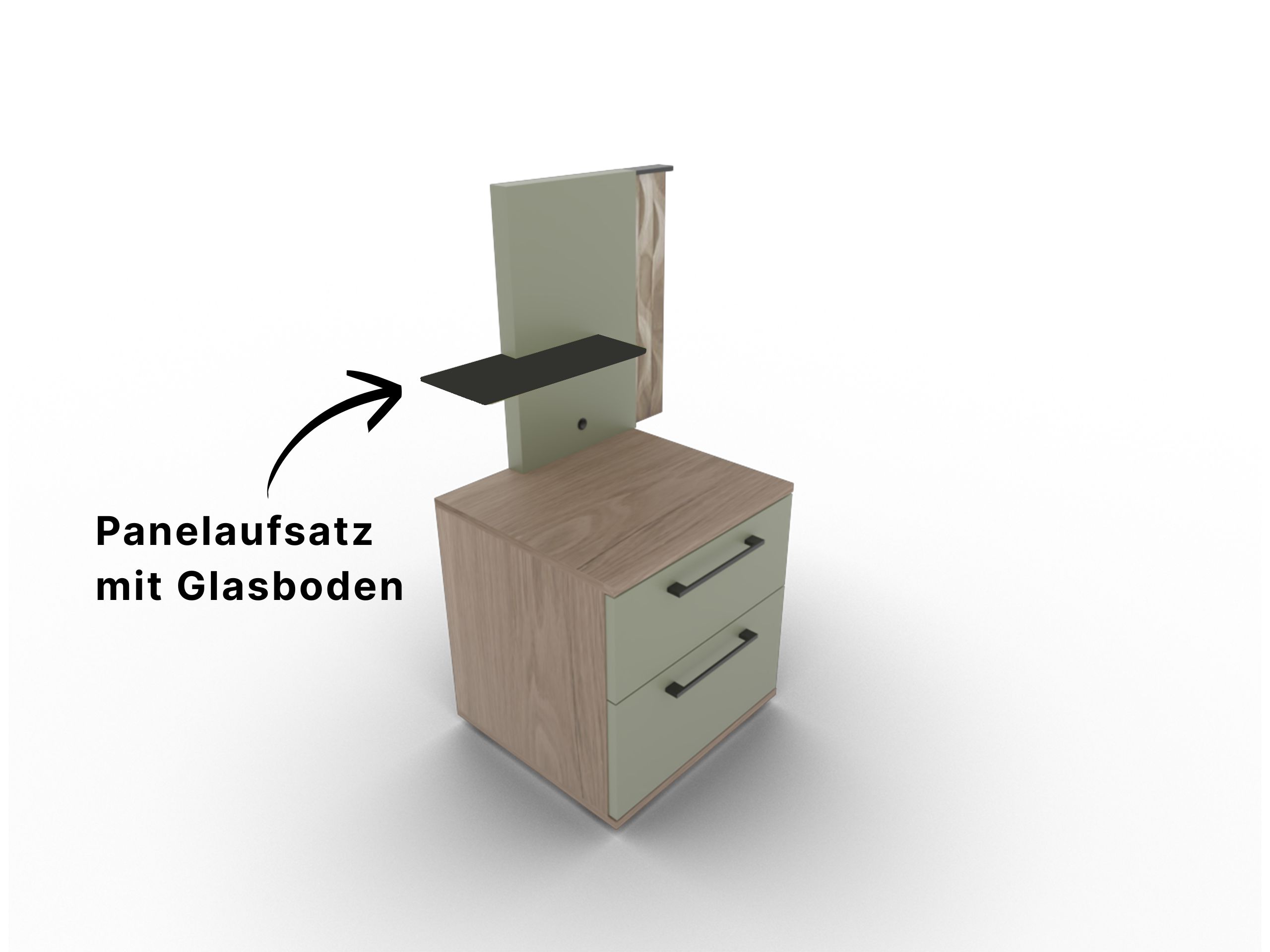 Disselkamp Callao Konsole 2 Schubkaesten mit Panelaufsatz und Glasboden