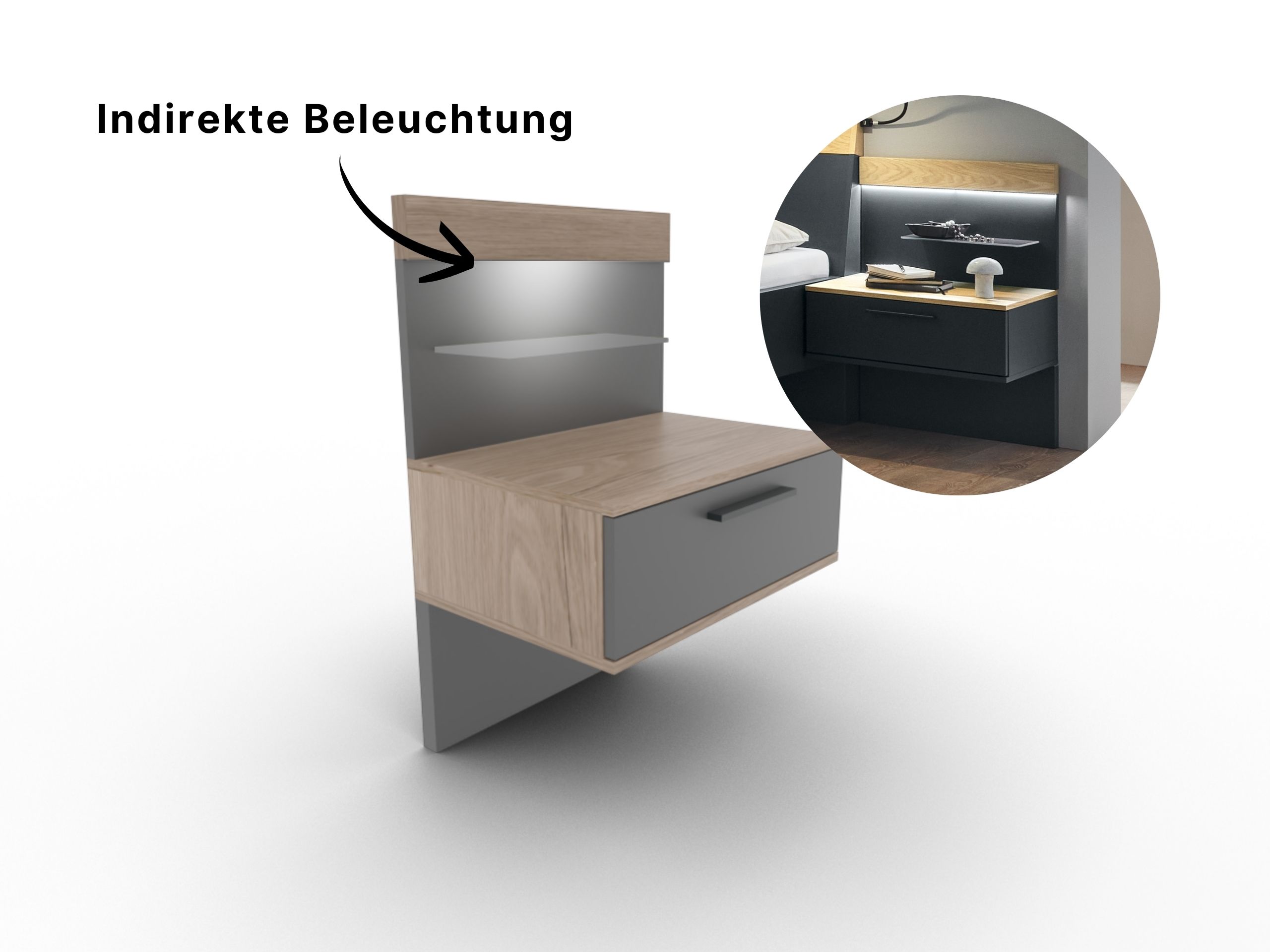 Disselkamp Cuneo Haengekonsole_indirekte Beleuchtung fuer Paneelaufsatz O-Linie