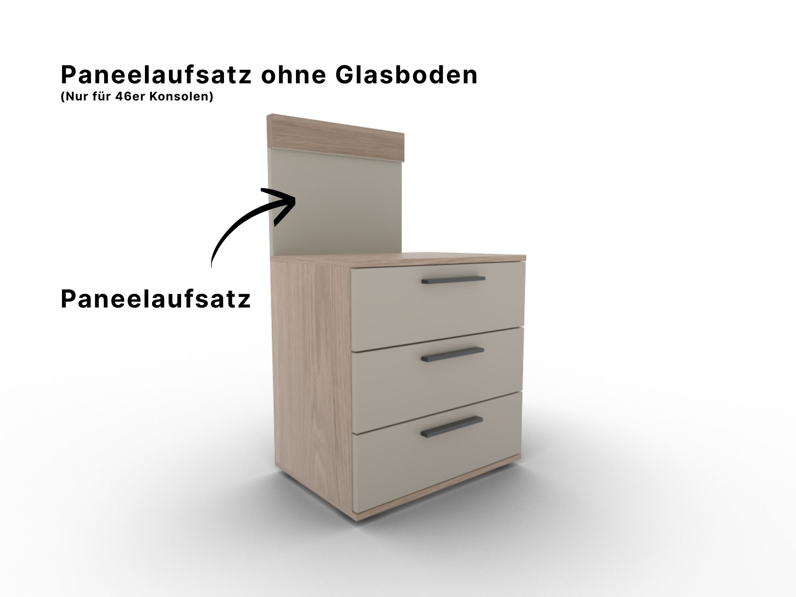 Disselkamp Cuneo Konsole 3 Schubkaesten_Panelaufsatz 46er_Lack Taupe O-Linie