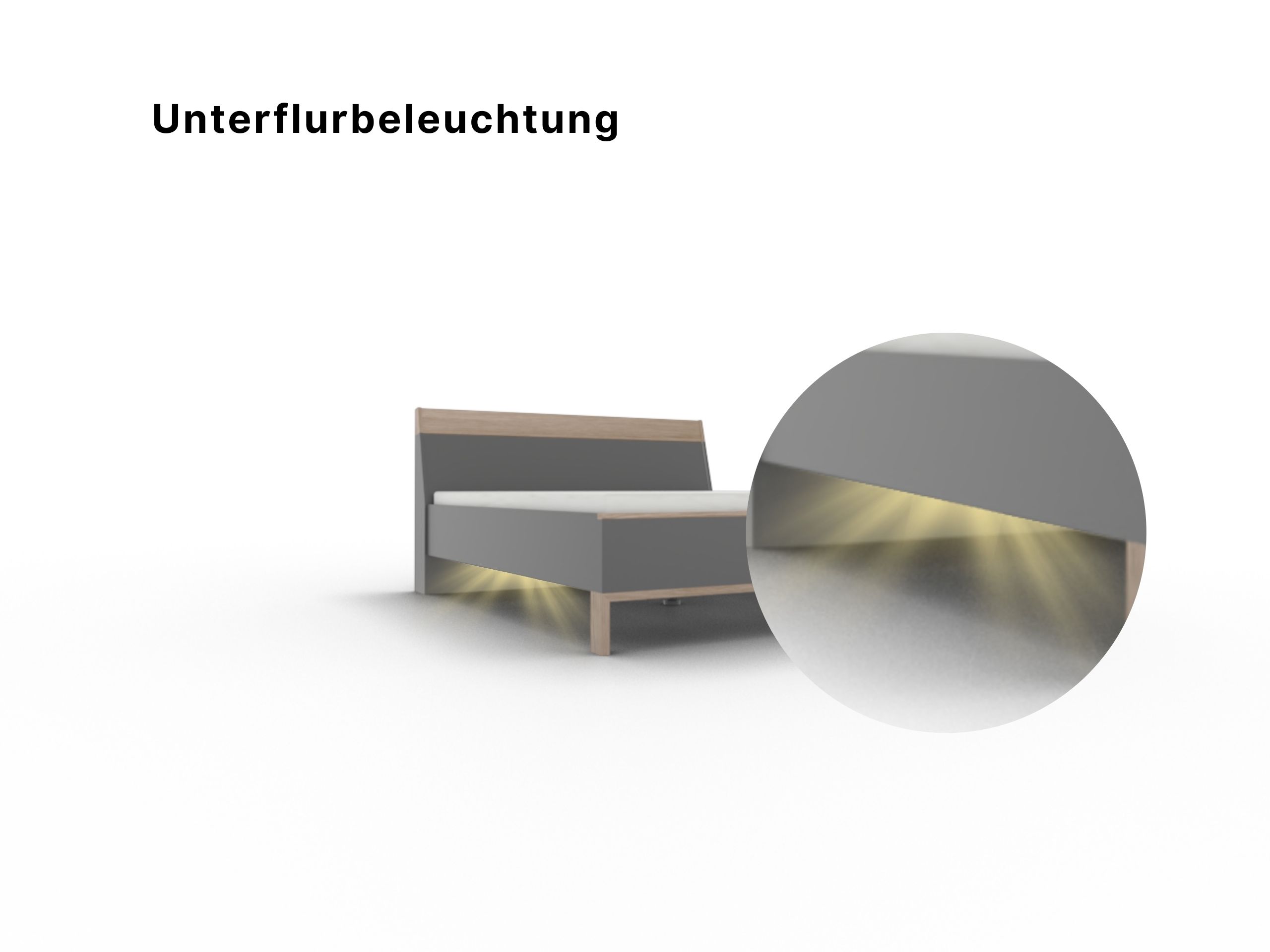 Disselkamp Bett Cuneo Holzkopfteil_Unterflurbeleuchtung