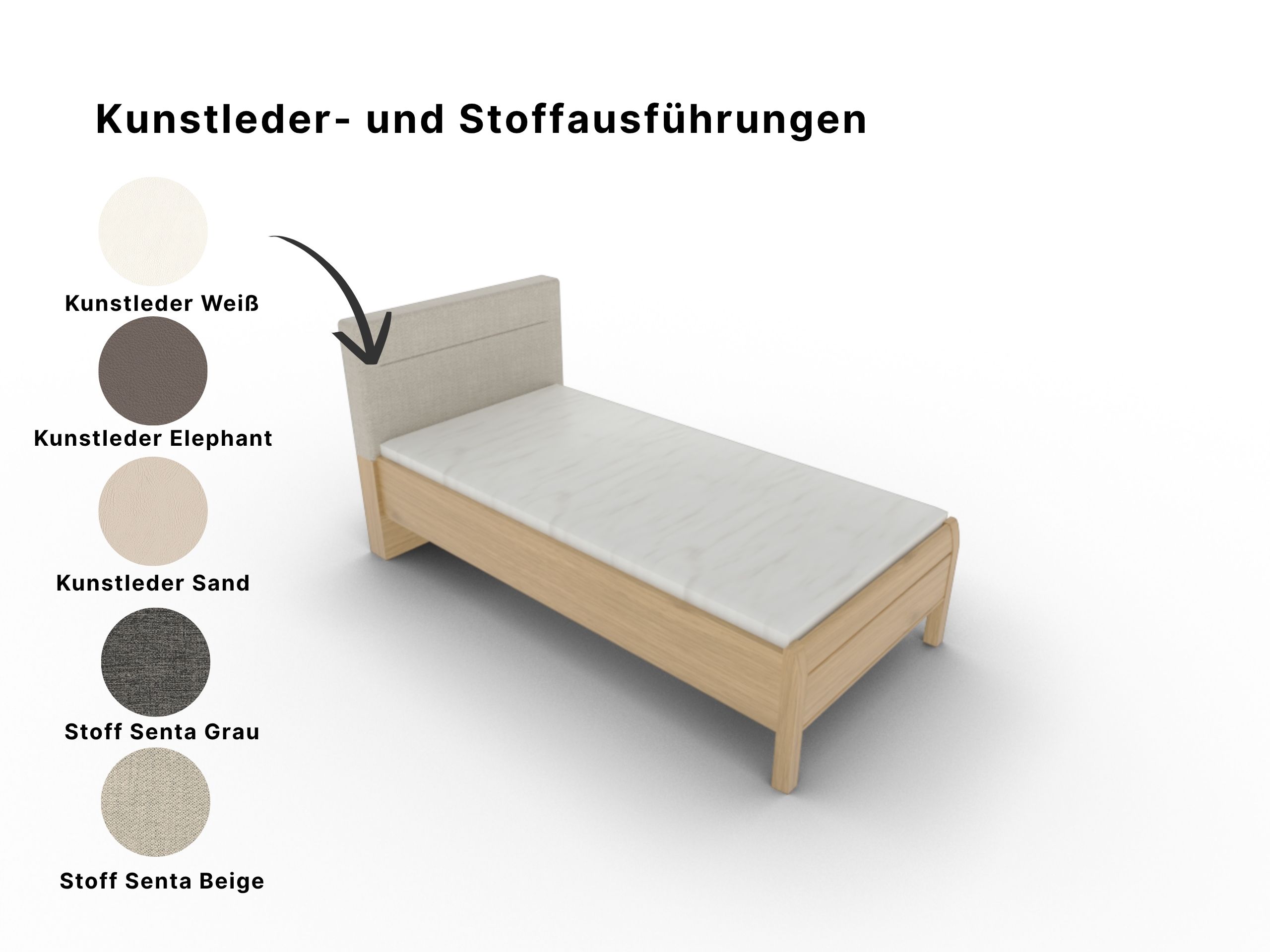 Disselkamp Comfort V Einzelbett KT Polster Linero_Echtholz furniert_Polsterausfuehrungen