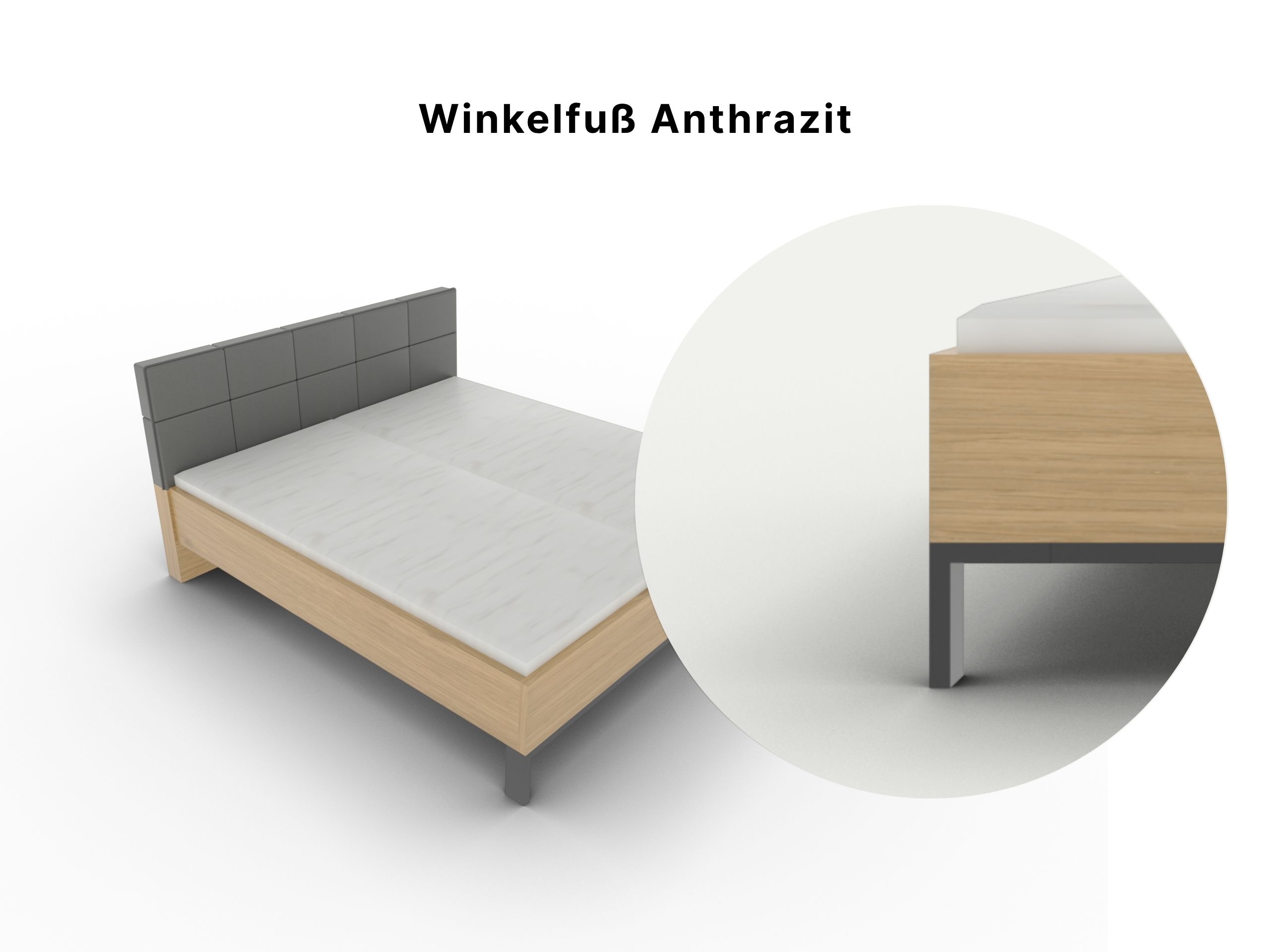 Produktbild Disselkamp Doppelbett Fußteil_Winkelfuß Anthrazit