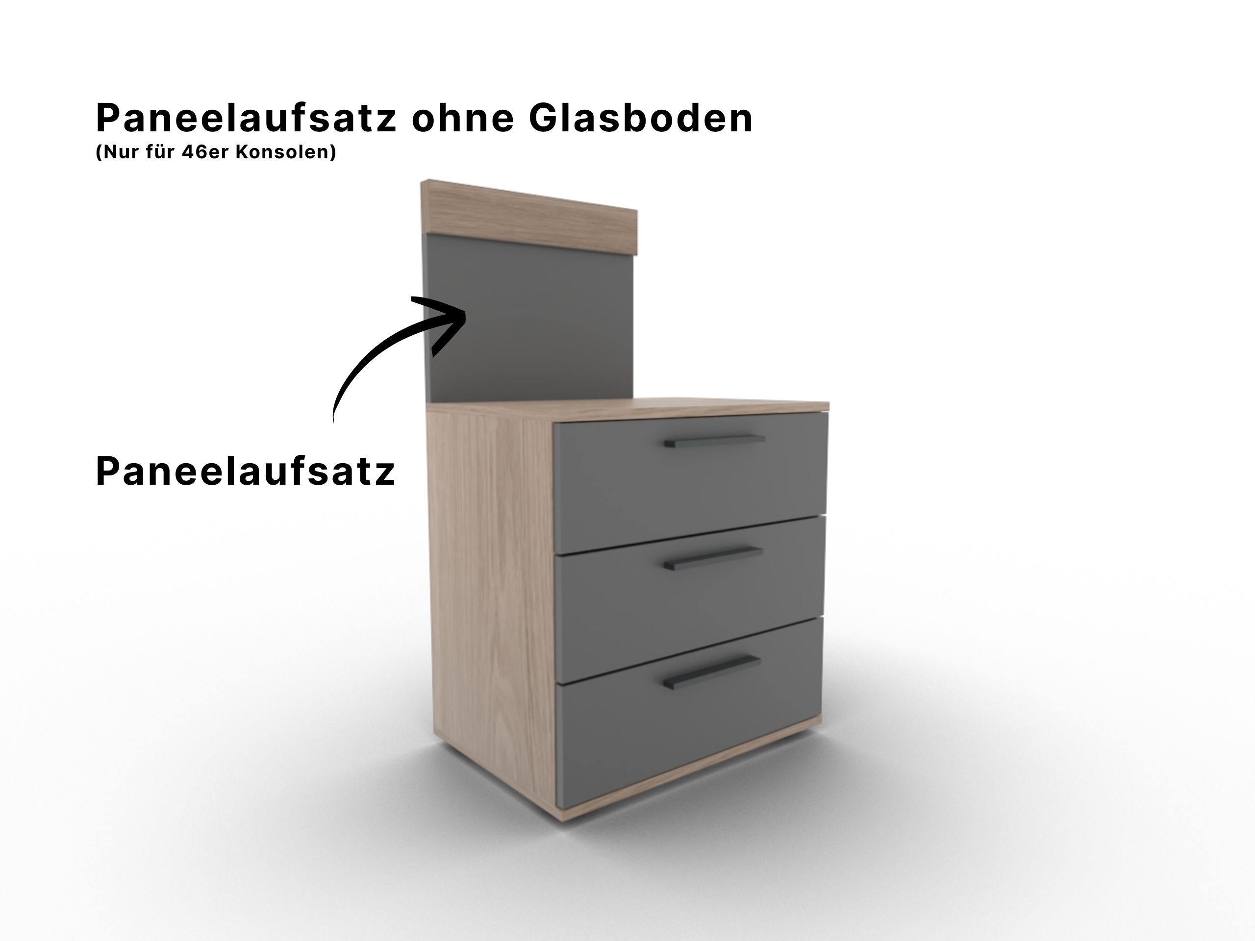 Disselkamp Cuneo Konsole 3 Schubkaesten_Panelaufsatz 46er_Lack Basalt O-Linie