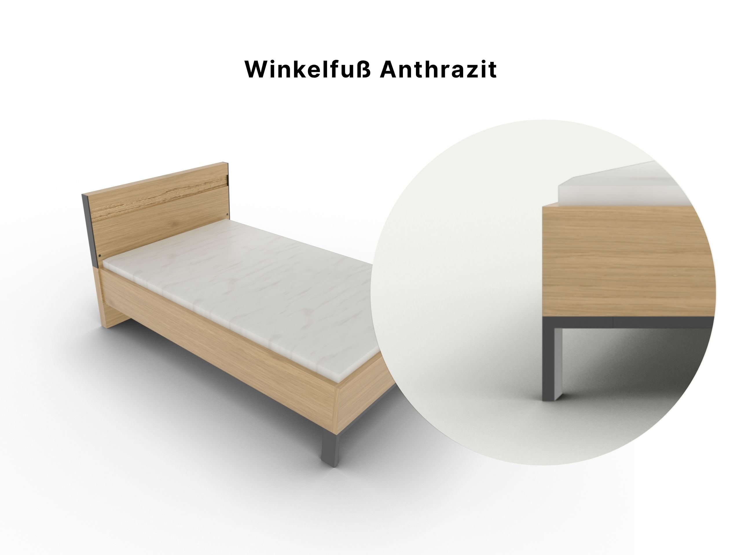 Produktbild Disselkamp Einzelbett Fußteil_Winkelfuß Anthrazit