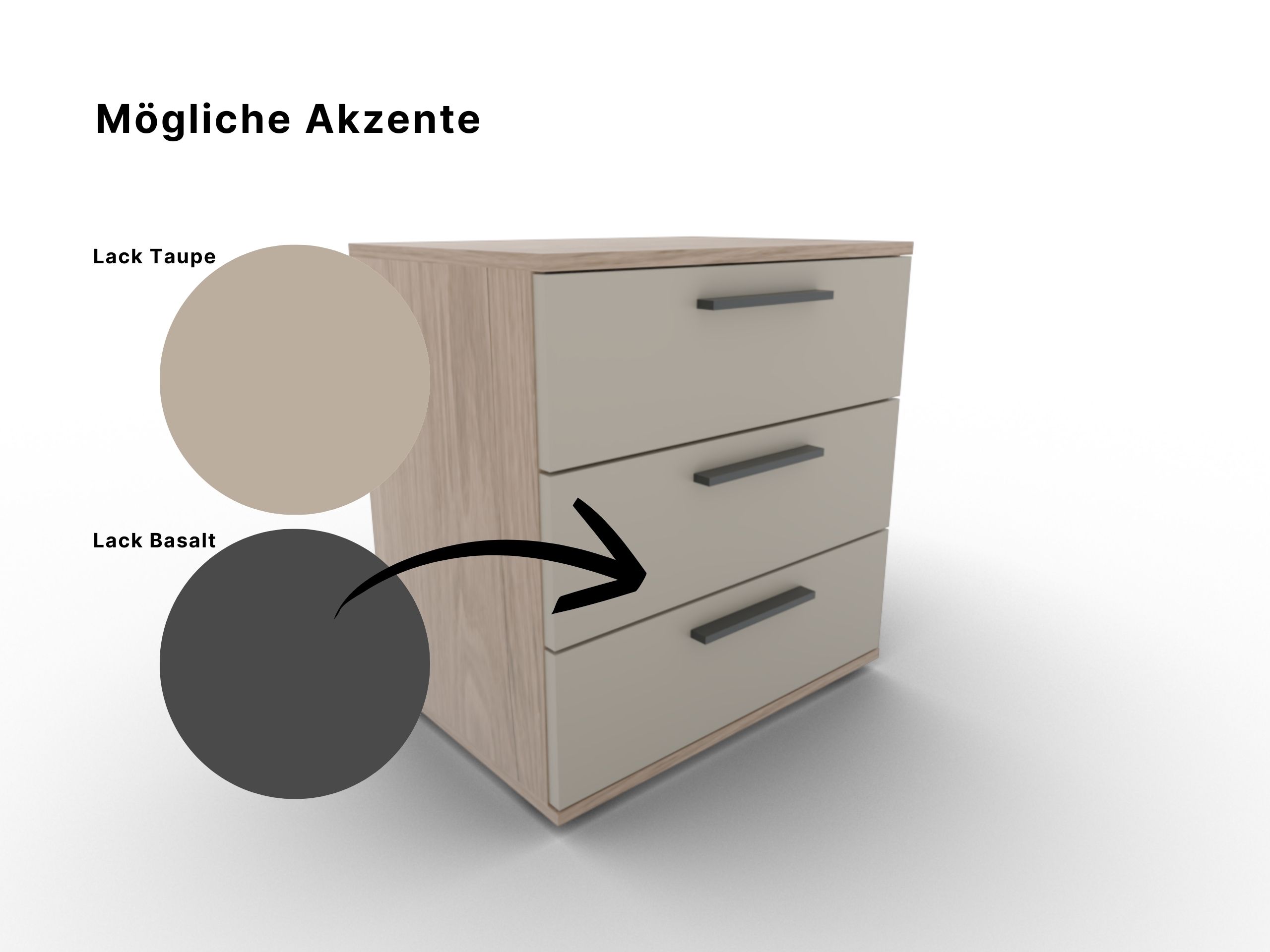 Disselkamp Cuneo Konsole 3 Schubkaesten_Ausfuehrung waehlen O-Linie