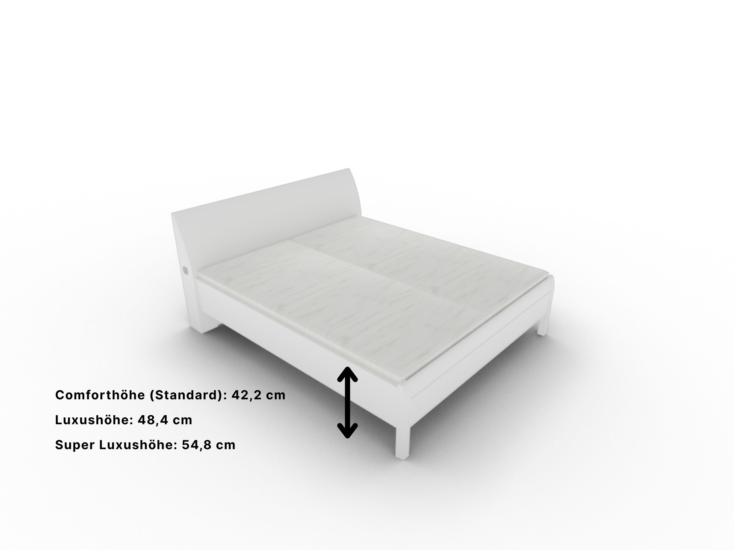 Disselkamp Doppelbett KT Bogen_Lack Weiss_Bettseitenhoehe