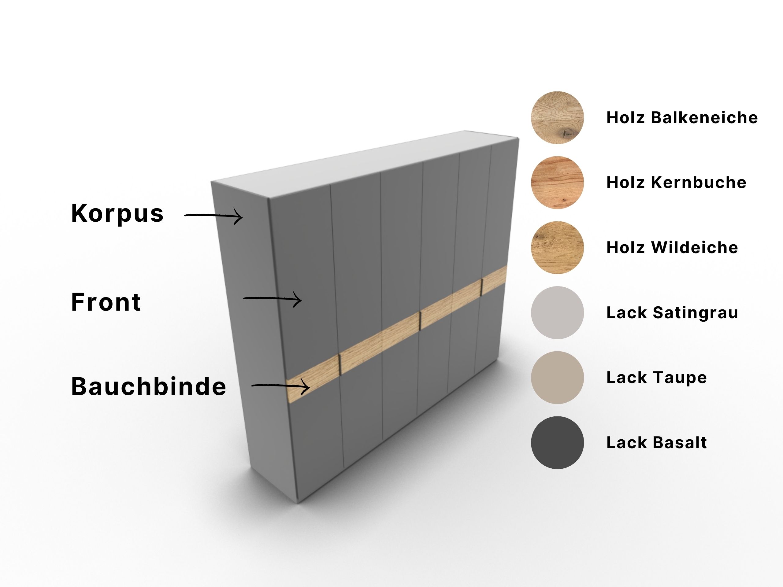 Disselkamp CD Studioline Kleiderschrank BB 6-türig Korpus Basalt Bauchbinde Wildeiche 2