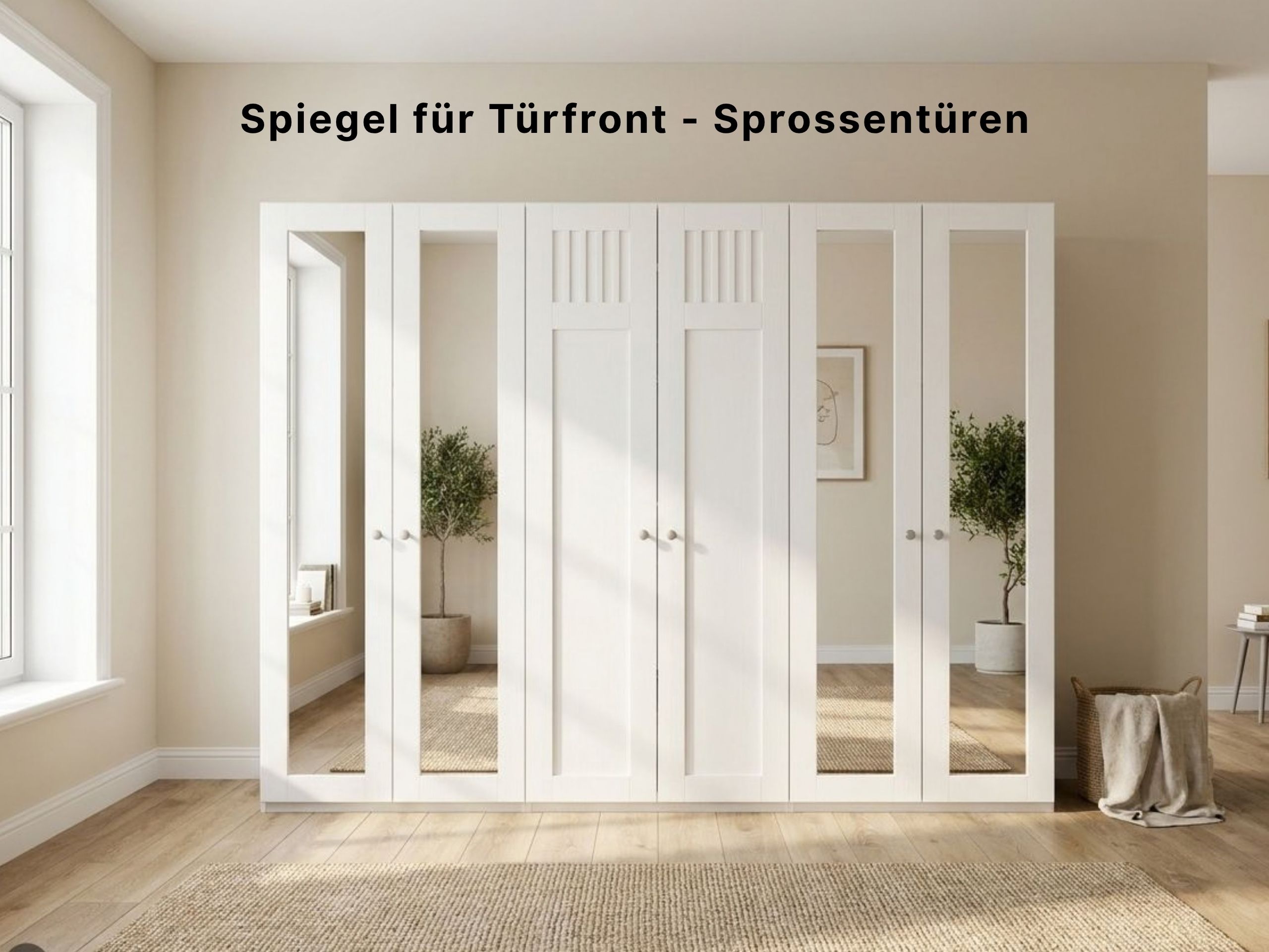 Disselkamp Castellino Coverbild Kleiderschrank Spiegel für Sprossentuer_KI generiert