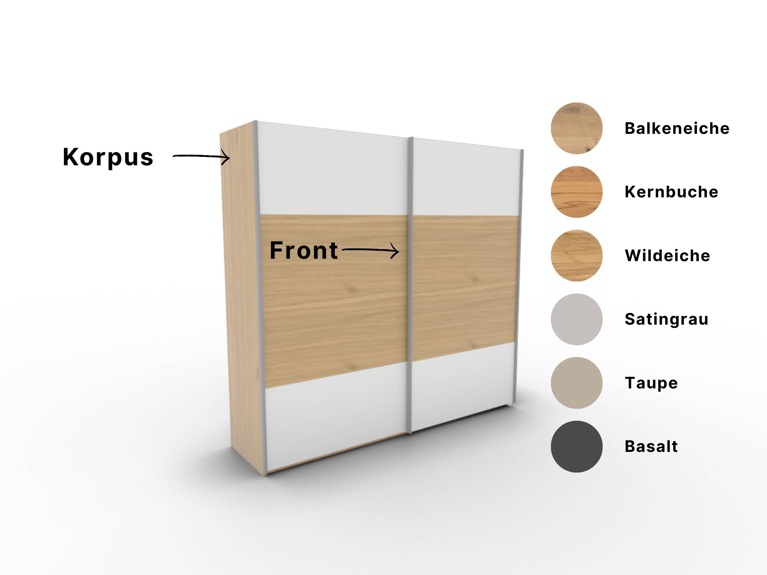 Disselkamp CD Studioline Schwebetuerenschrank Design 21 Korpus Wildeiche Front Lack weiss mit Einsatz in Wildeiche PG2