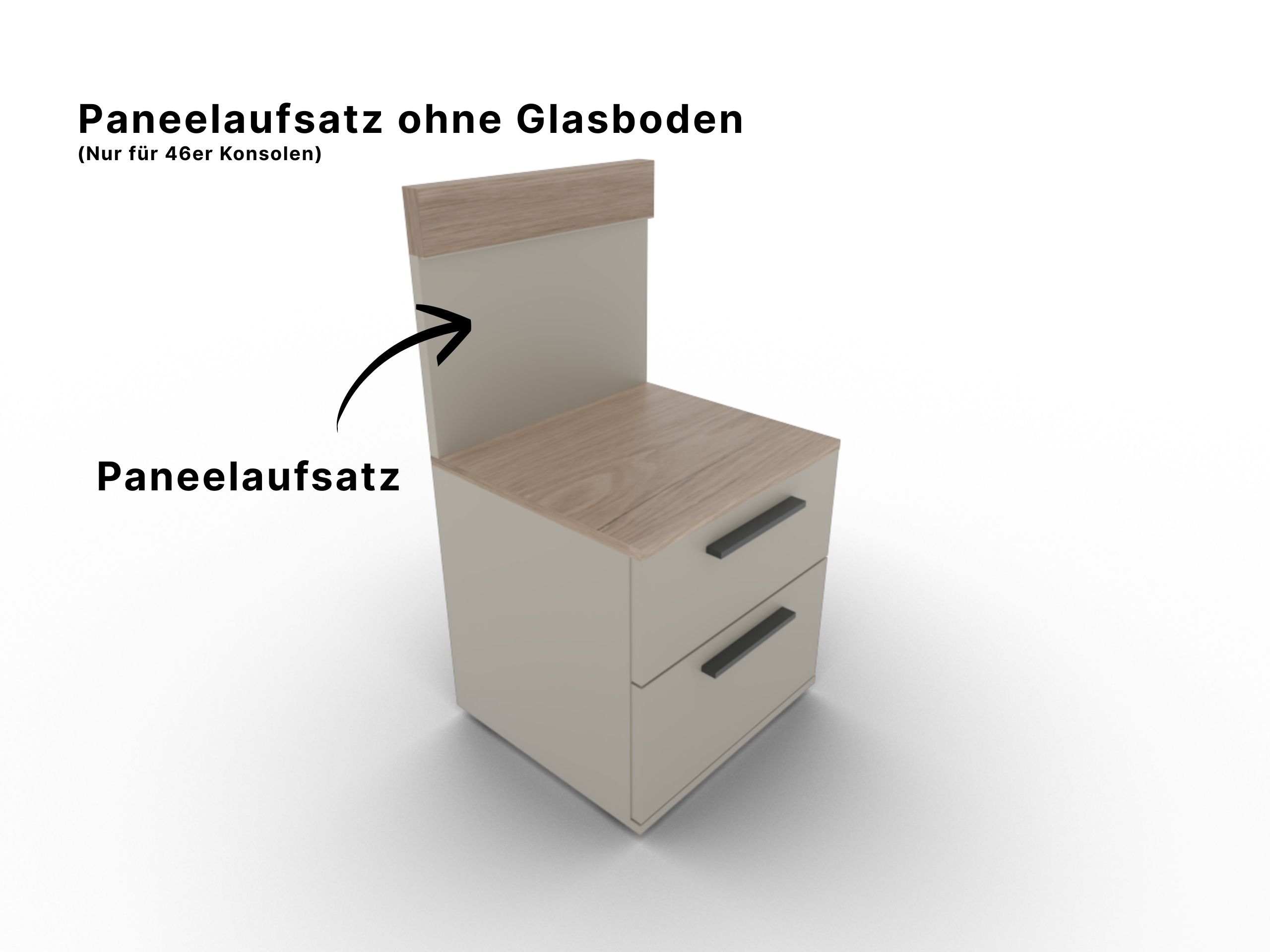 Disselkamp Cuneo Konsole 2 SK mit Panelaufsatz ohne Glasboden Lack Taupe U-Linie