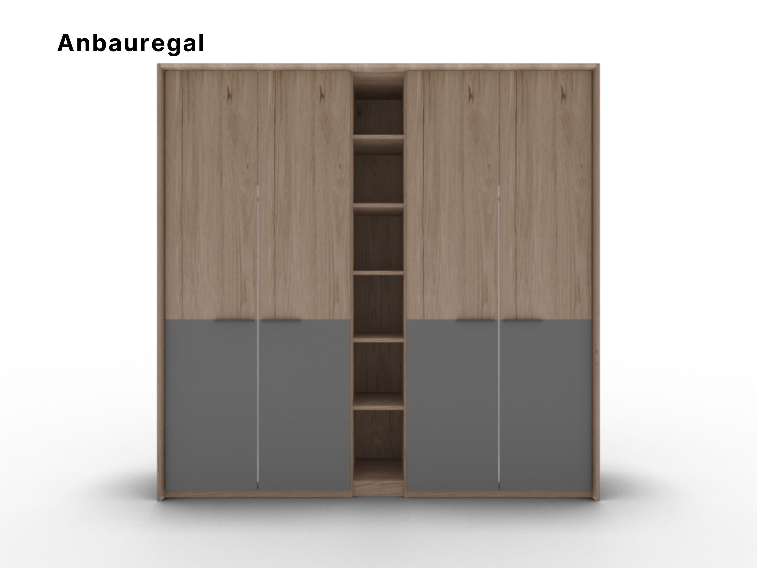 Disselkamp Cuneo Kleiderschrank Anbauregal 30 cm_Beispielbild mittig in viertuerigem Kleiderschrank