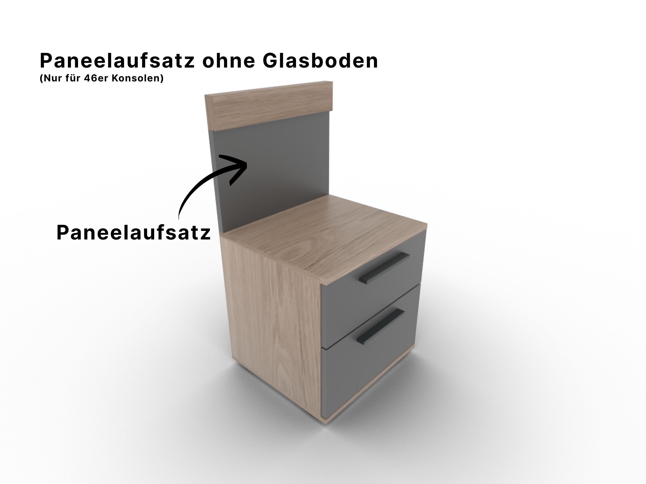 Disselkamp Cuneo Konsole 2 SK mit Panelaufsatz ohne Glasboden Lack Taupe O-Linie (2)
