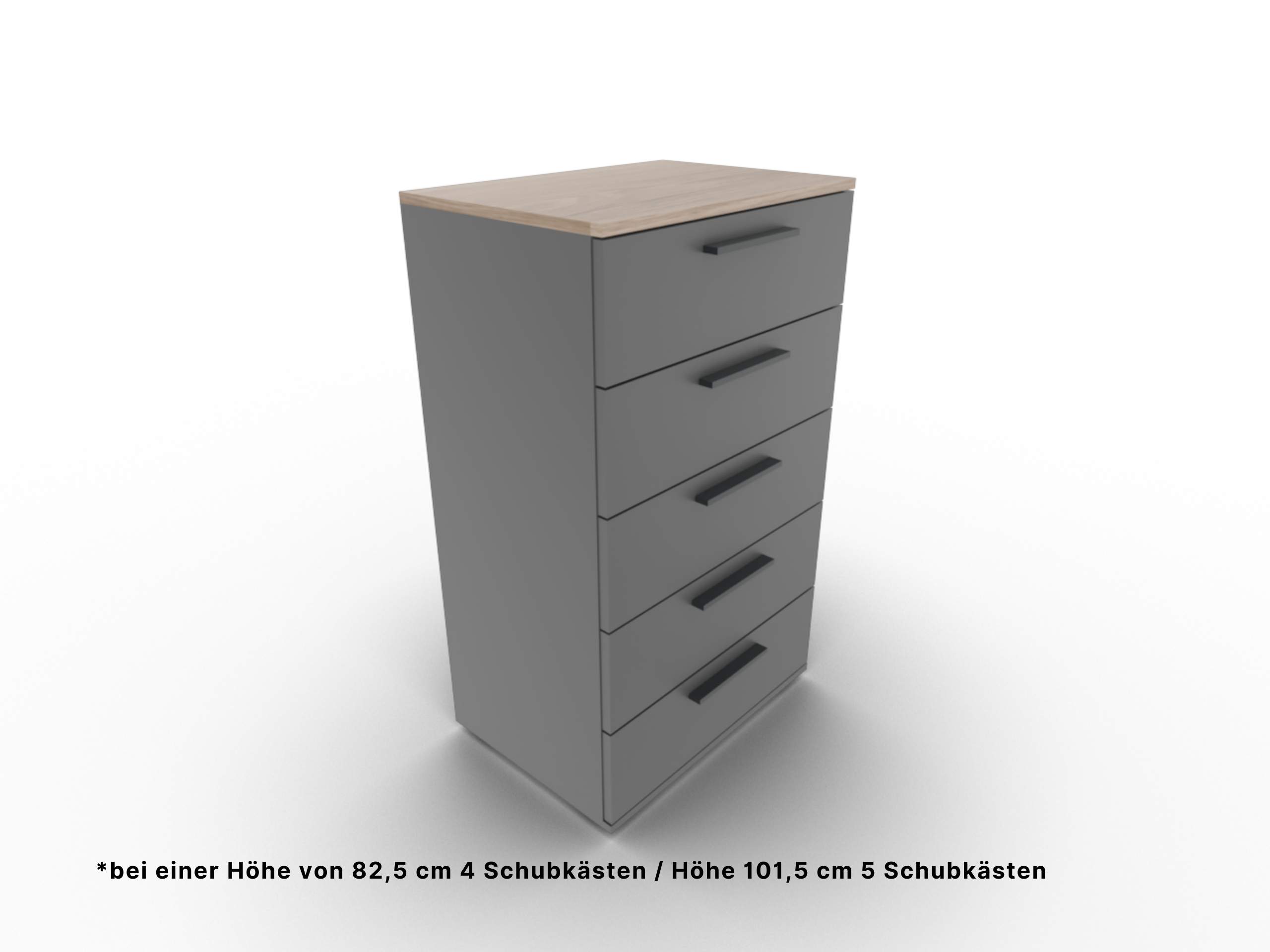 Disselkamp Cuneo Schubkastenkommode 60er U-Linie_Lack Basalt