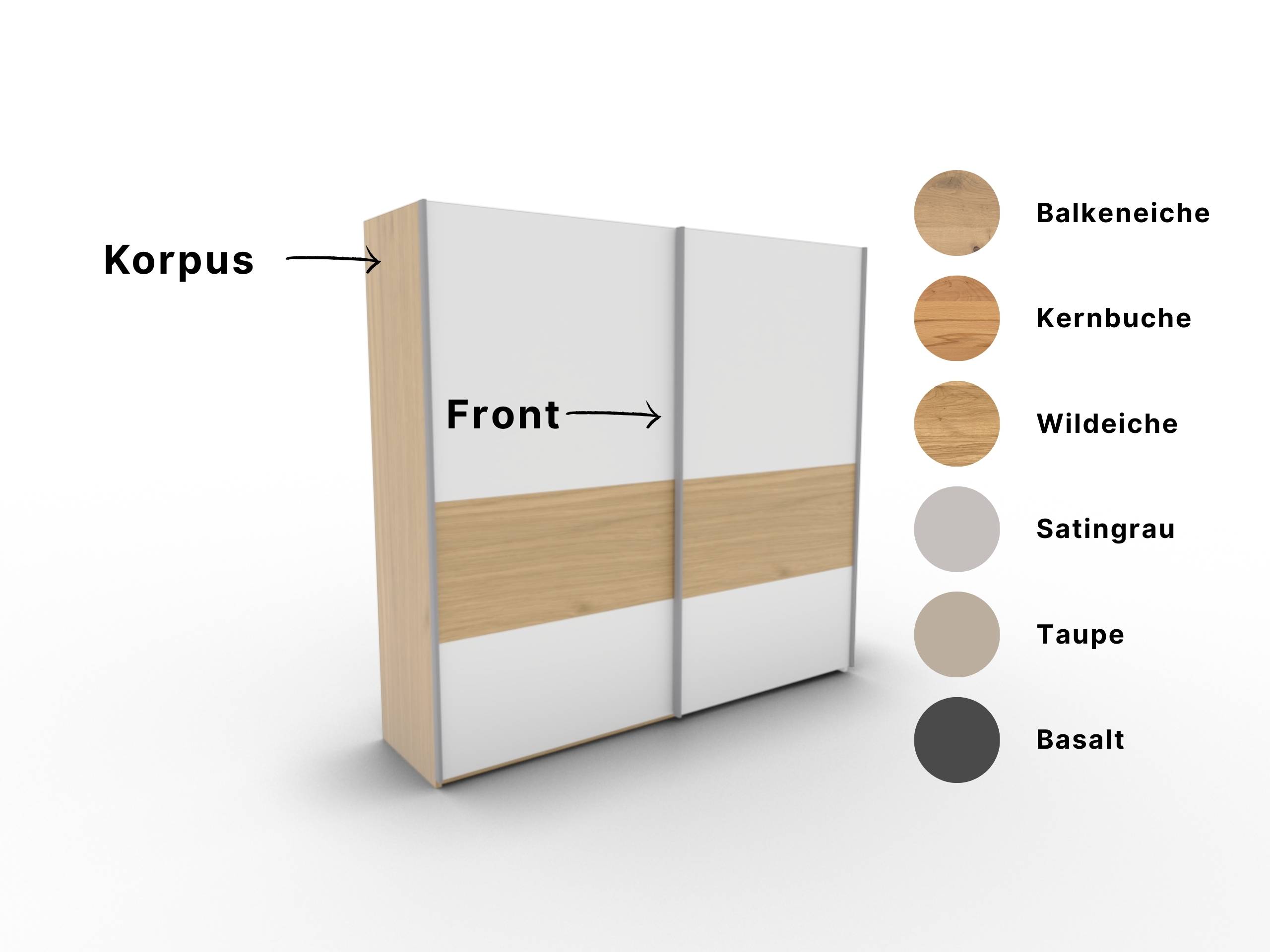 Disselkamp CD Studioline Schwebetuerenschrank Design 22 Korpus Wildeiche Front Lack weiss mit Einsatz in Wildeiche