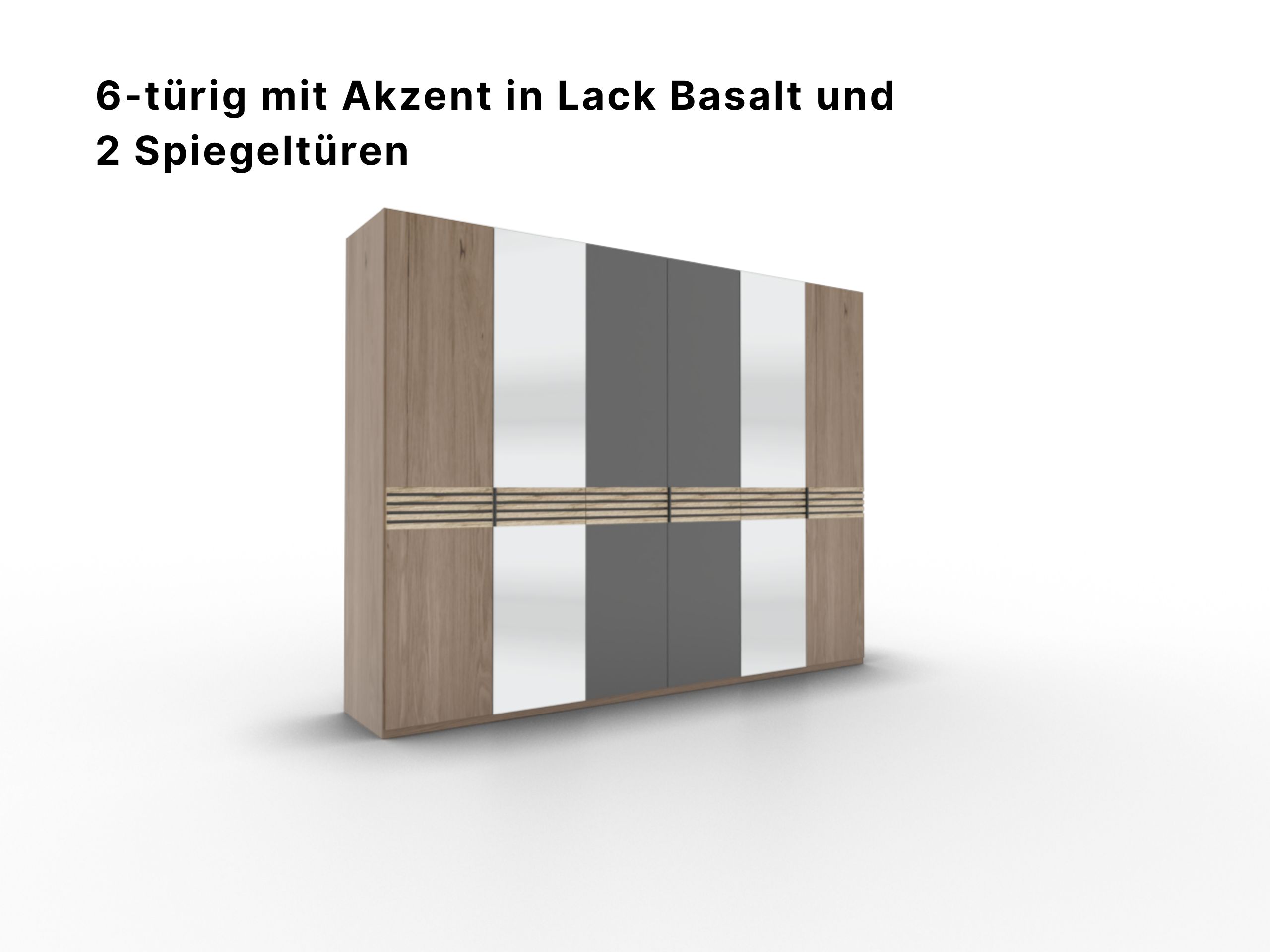 Disselkamp Cabrillo Schrankftont 2 6-tuerer Lack Basalt und Spiegel 2
