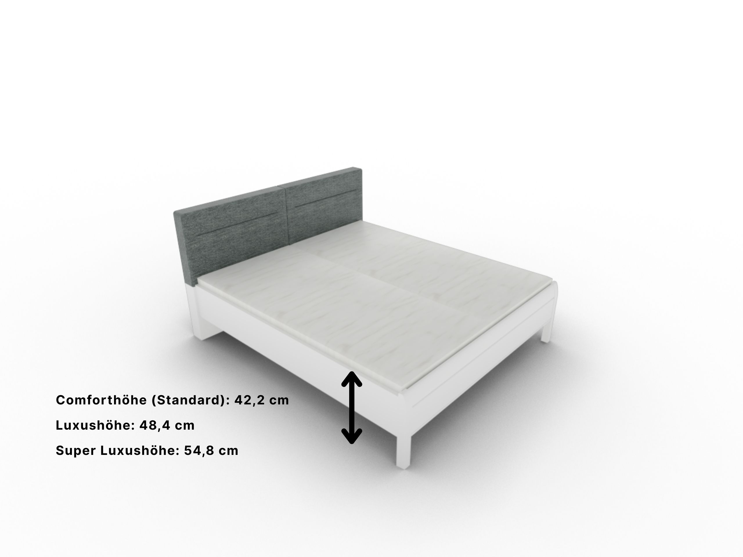 Disselkamp Doppelbett KT Polster Linero_Lack Weiss_Bettseitenhoehe