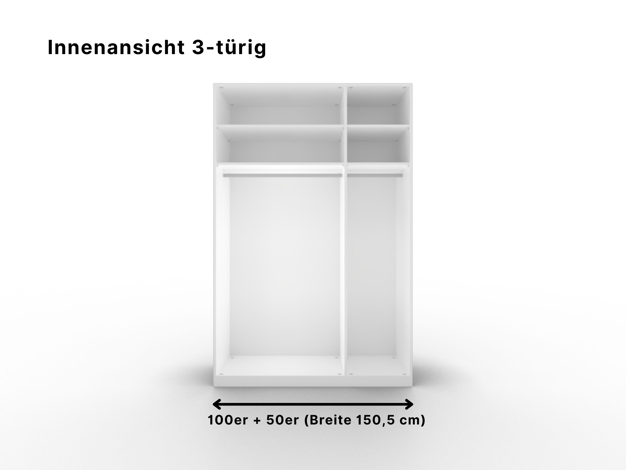 Disselkamp Castellino Kleiderschrank 3 tuerig Innenansicht