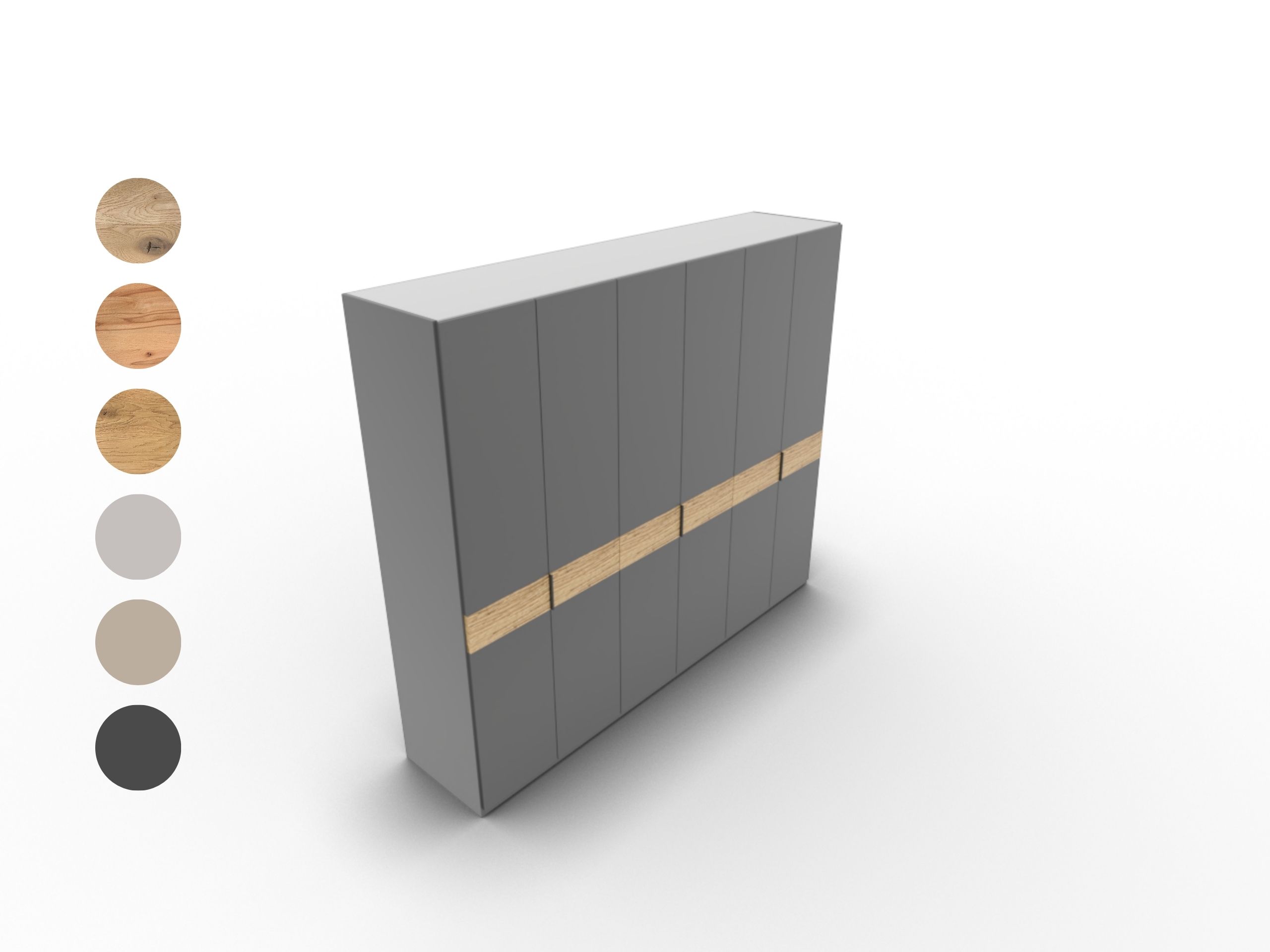 Disselkamp CD Studioline Kleiderschrank BB 6-türig Korpus Basalt Bauchbinde Wildeiche