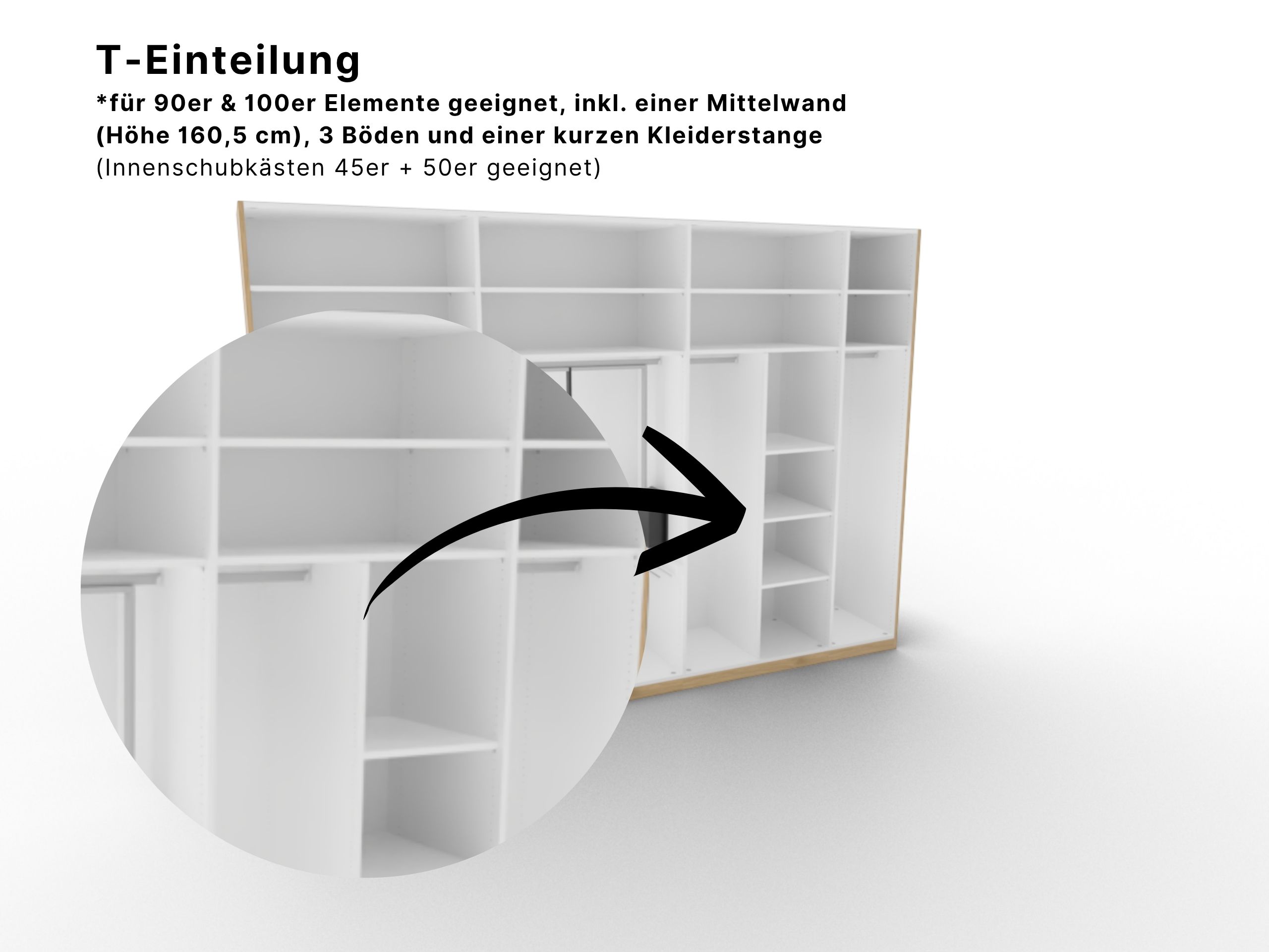 T-Einteilung Schrankinnenausstattung