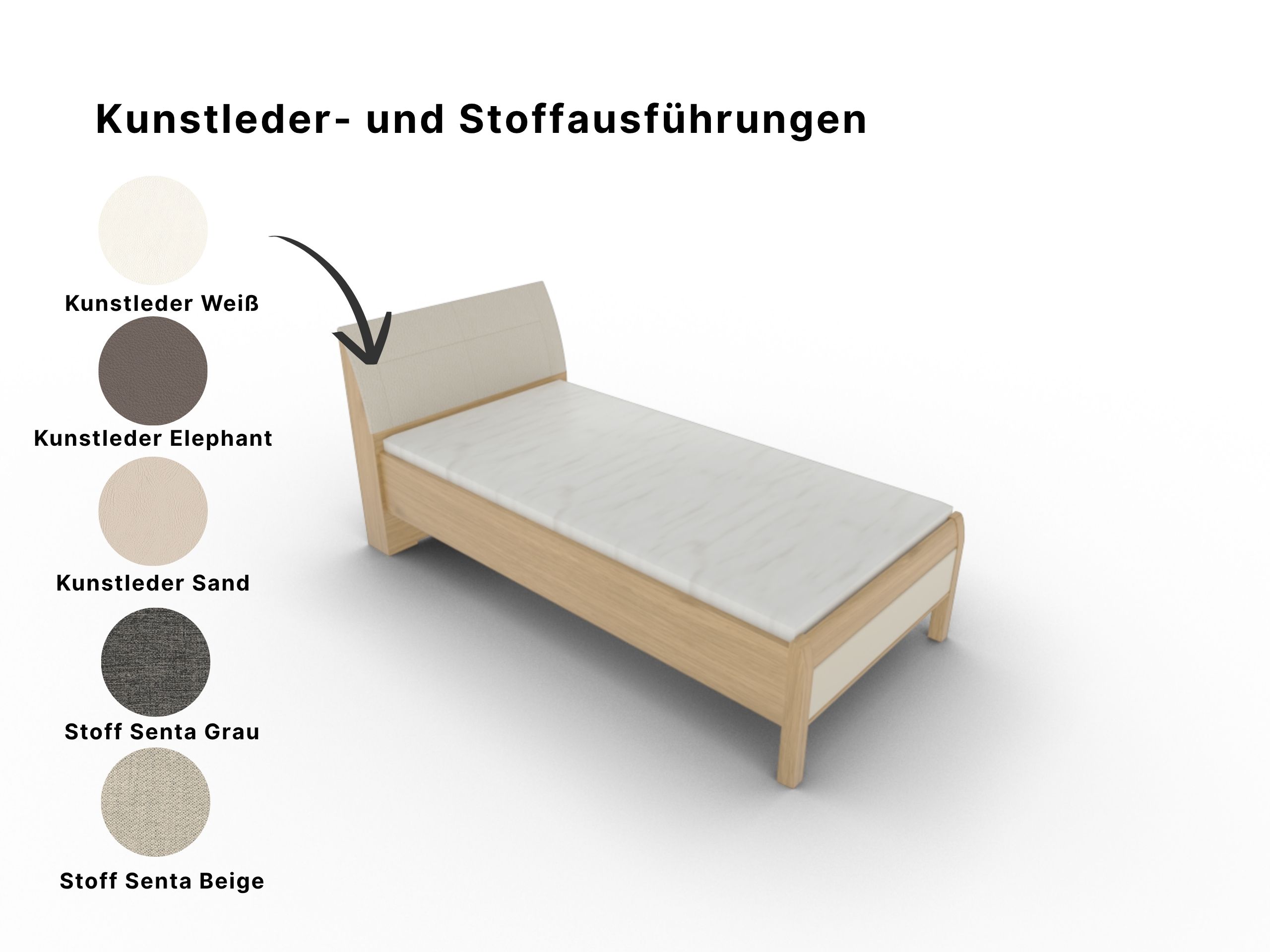 Disselkamp Comfort V Einzelbett KT Polster Bogen_Echtholz furniert_Polsteruebersicht