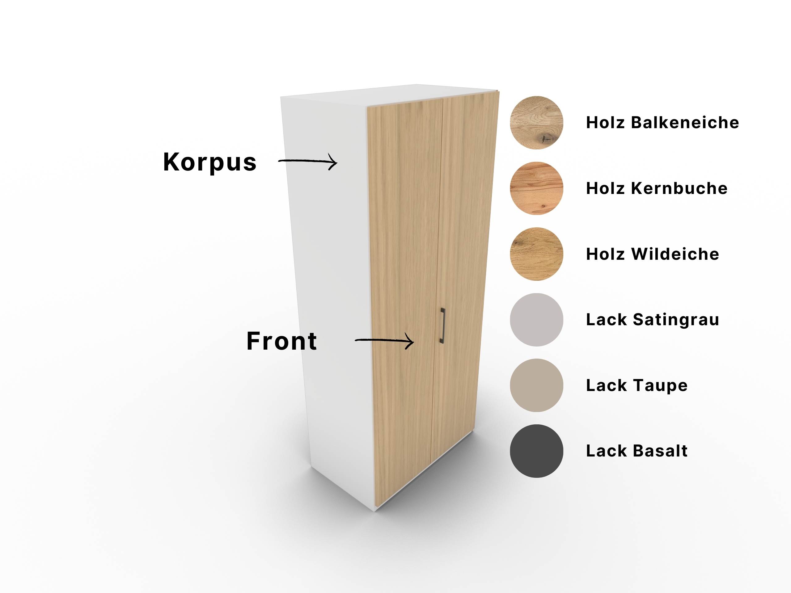 Disselkamp CD Studioline Kleiderschrank 2-trig Lack weiss Front Wildeiche (2)