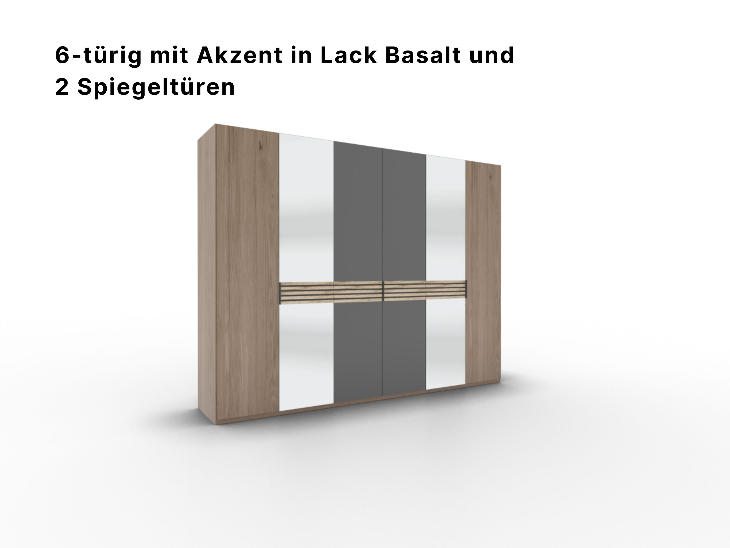 Disselkamp Cabrillo Schrankftont 1 6-tuerer Lack Basalt und Spiegel 2