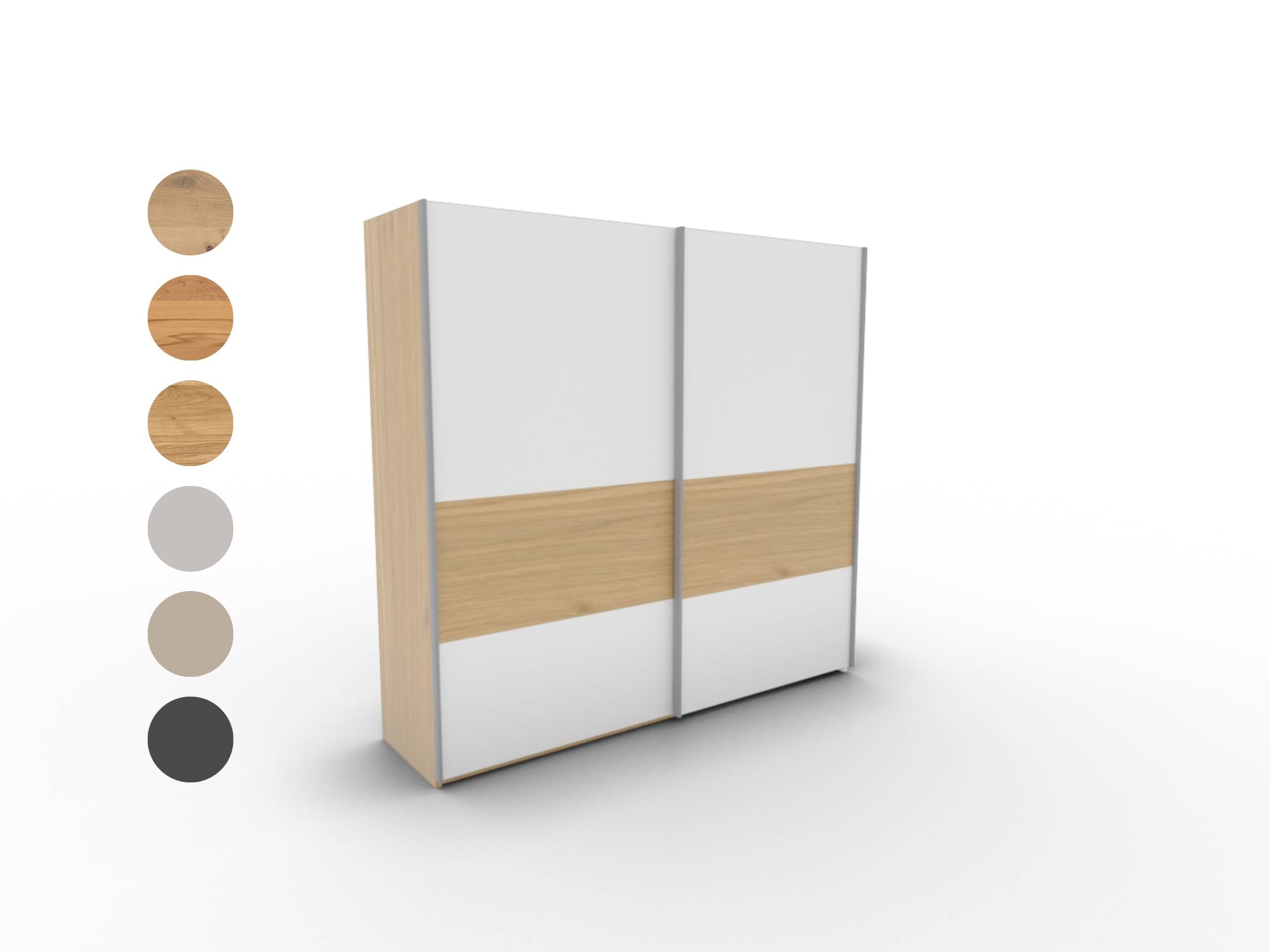 Disselkamp CD Studioline Schwebetuerenschrank Design 22 Korpus Wildeiche Front Lack weiss mit Einsatz in Wildeiche Cover