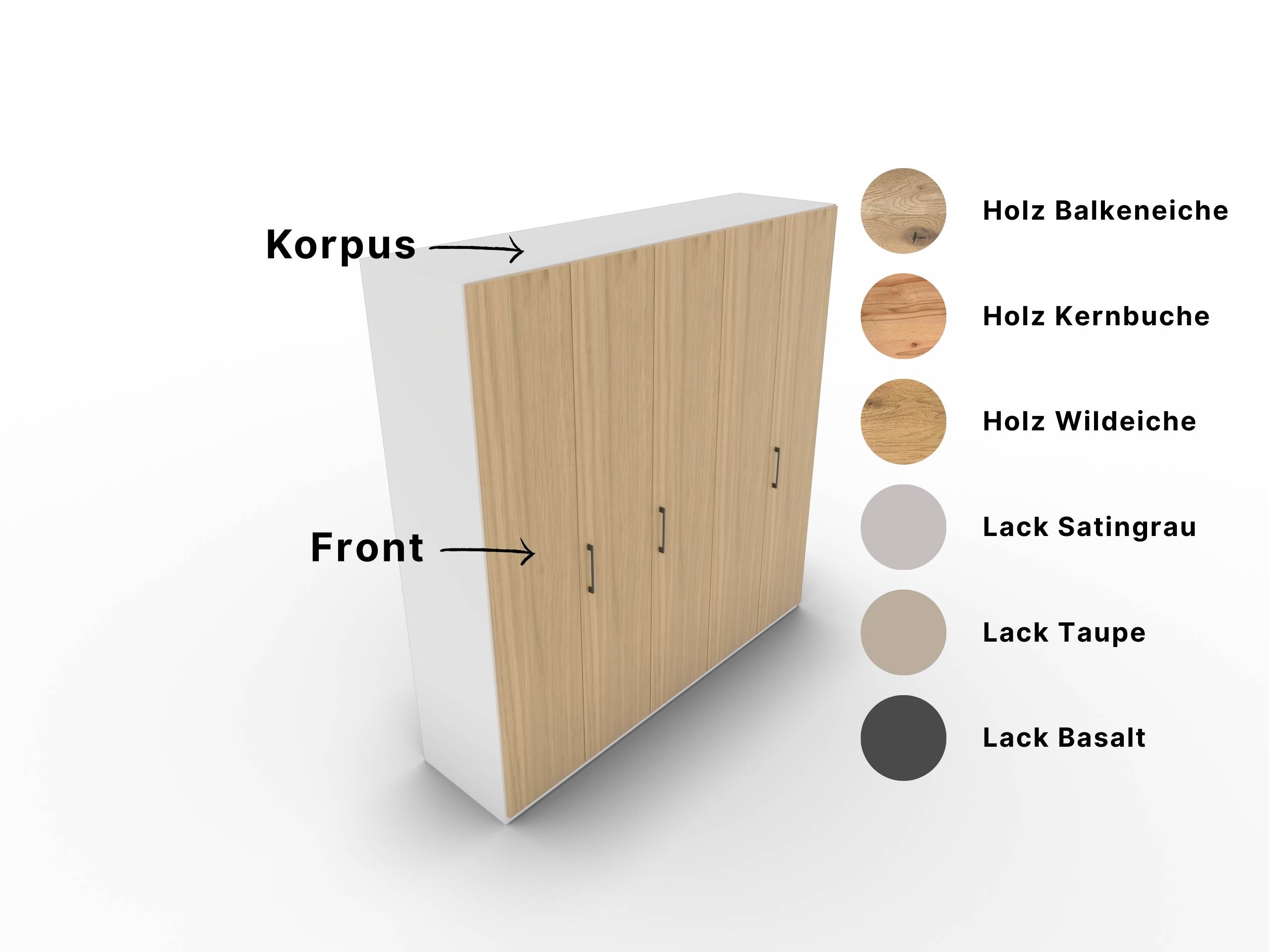 Disselkamp CD Studioline Kleiderschrank 5-trig Lack weiss Front Wildeiche (2)