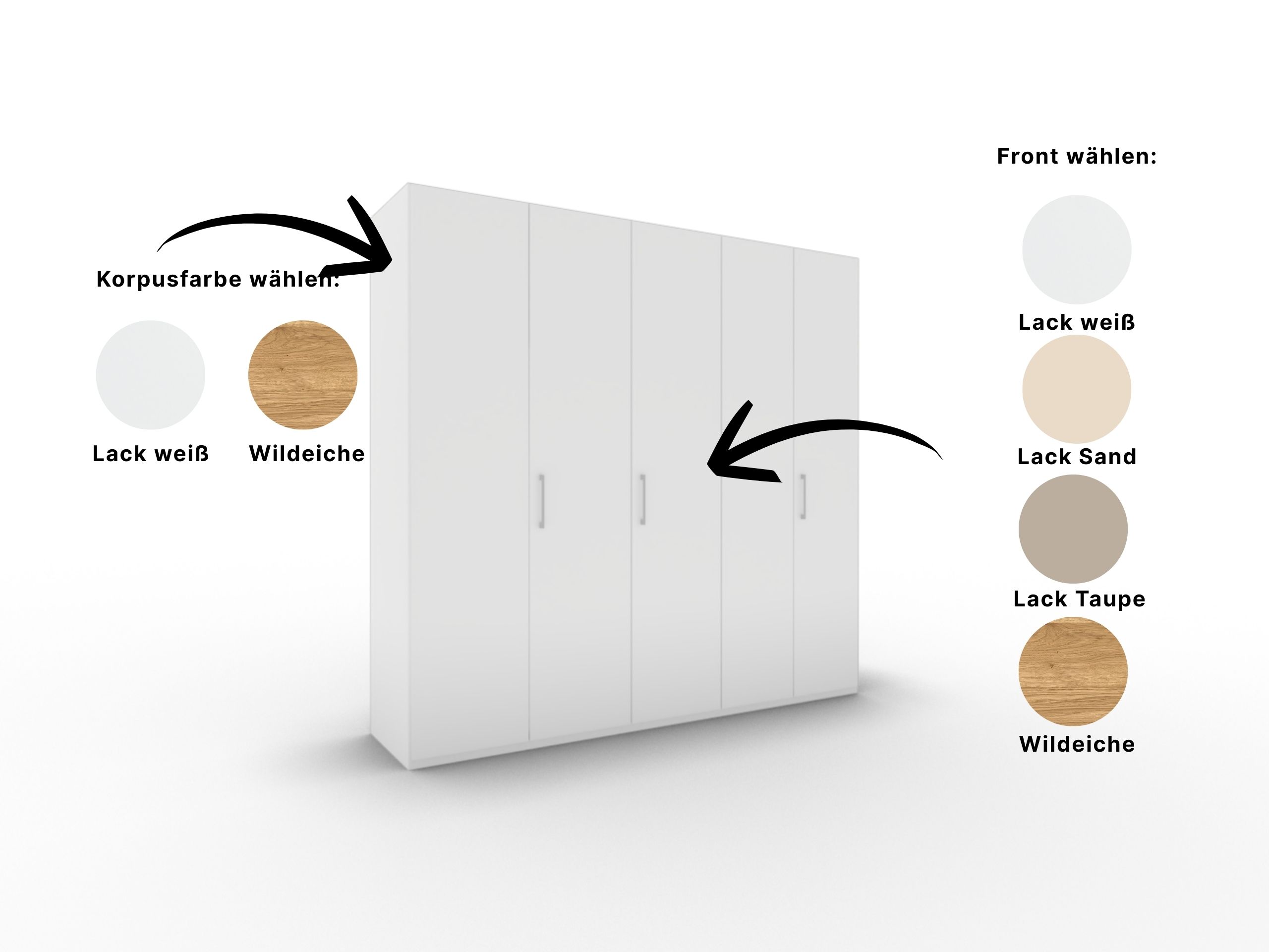 Disselkamp Comfort V Kleiderschrank Schrankfront 2 PG2_Lack weiss Korpus und Front waehlbar_5T