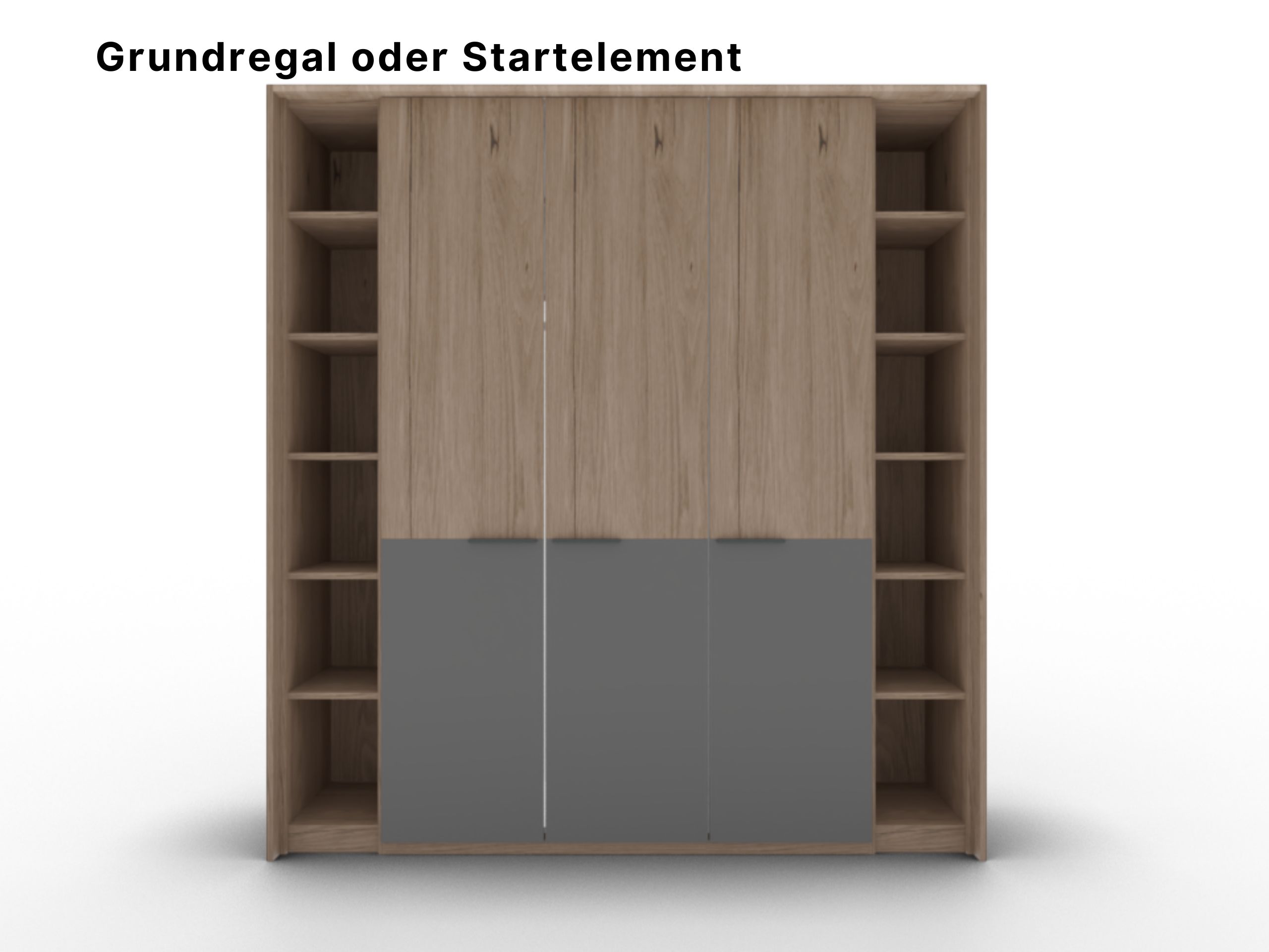 Disselkamp Cuneo Kleiderschrank Grundregal als Startelement 30 cm_Beispielbild seitlich rechts links 3tueriger Kleiderschrankiertuerigem Kleiderschrank