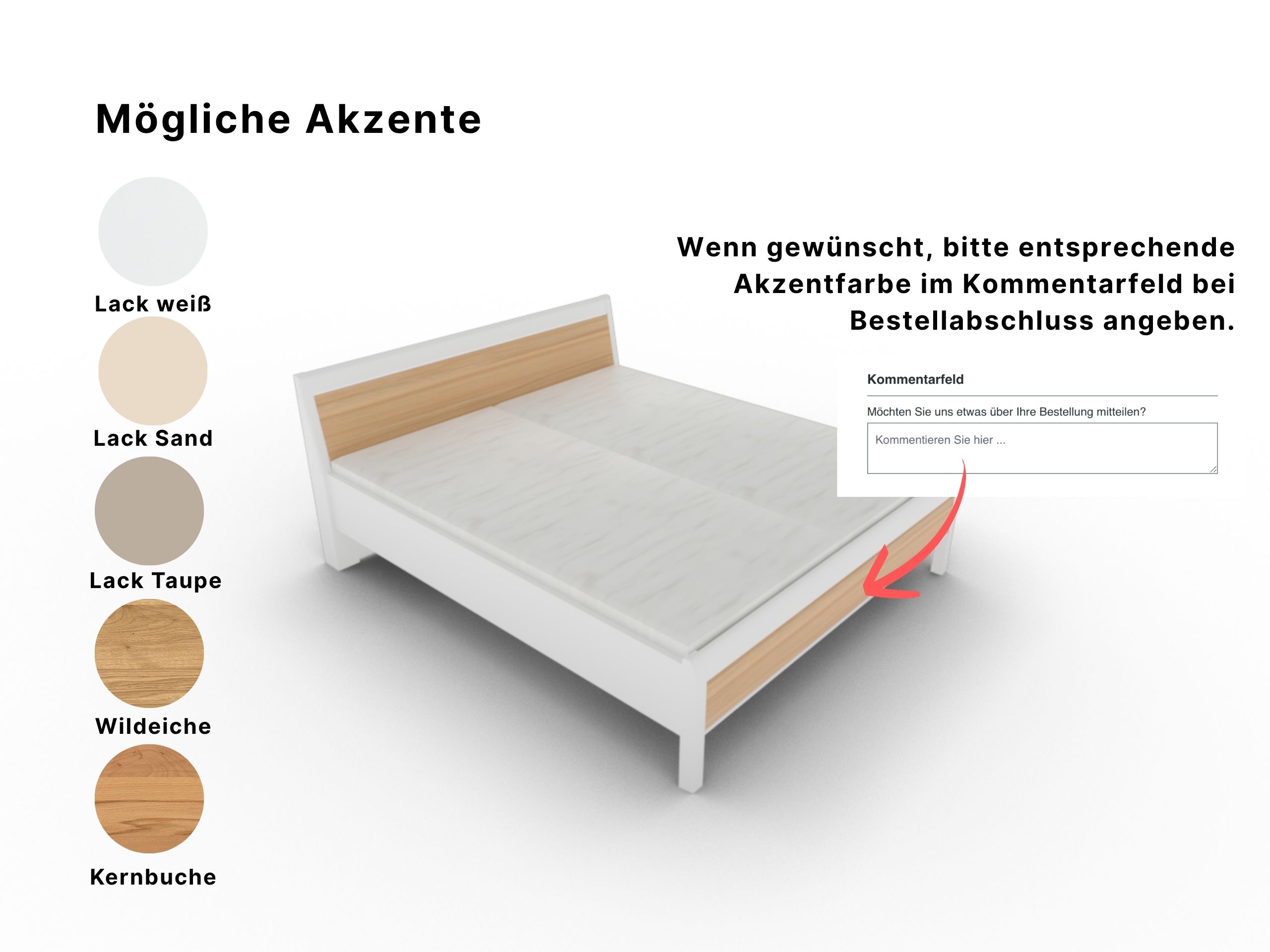 Disselkamp Doppelbett KT Rahmen_Lack Weiss_Akzente