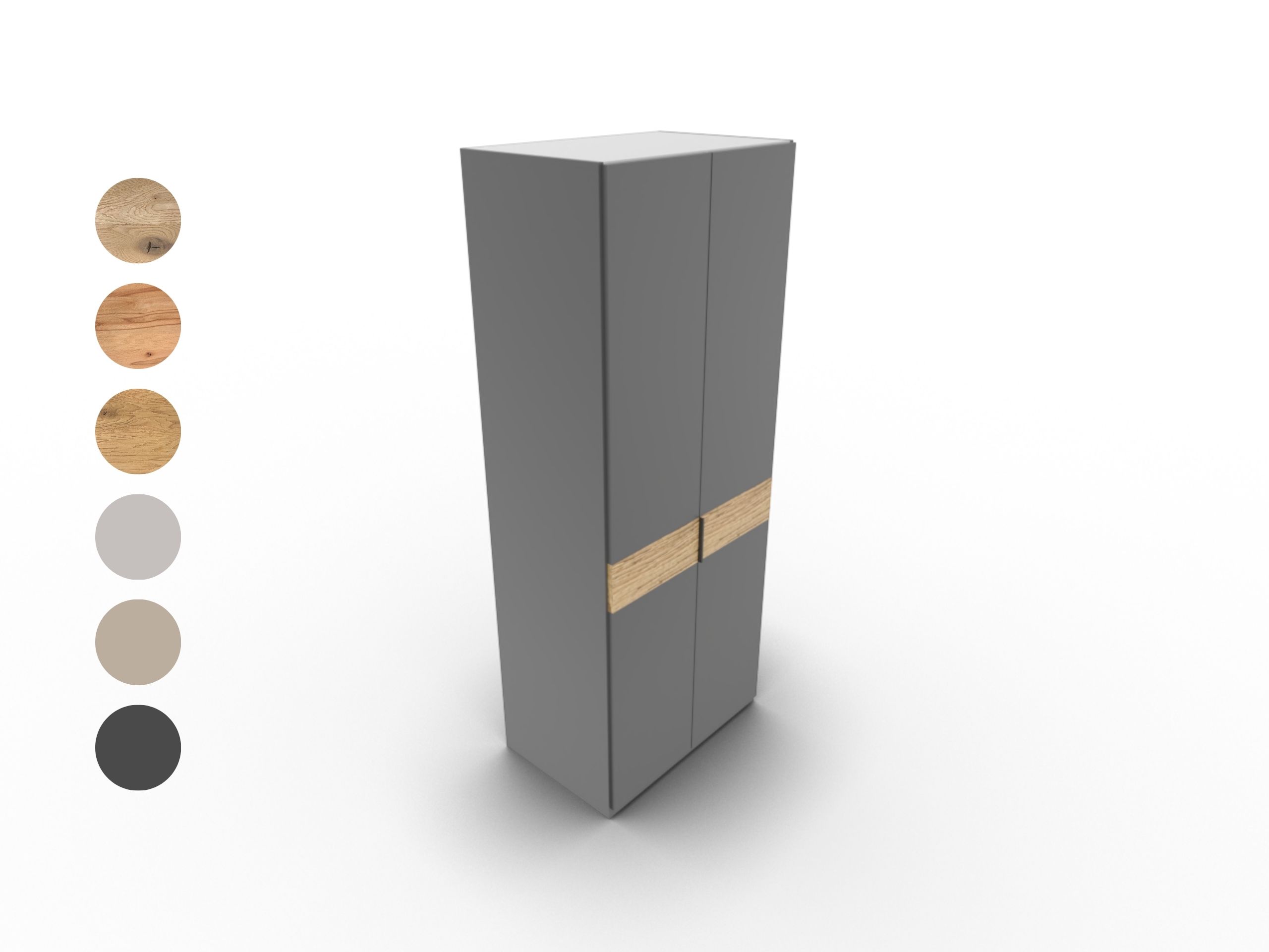 Disselkamp CD Studioline Kleiderschrank BB 2-türig Korpus Basalt Bauchbinde Wildeiche