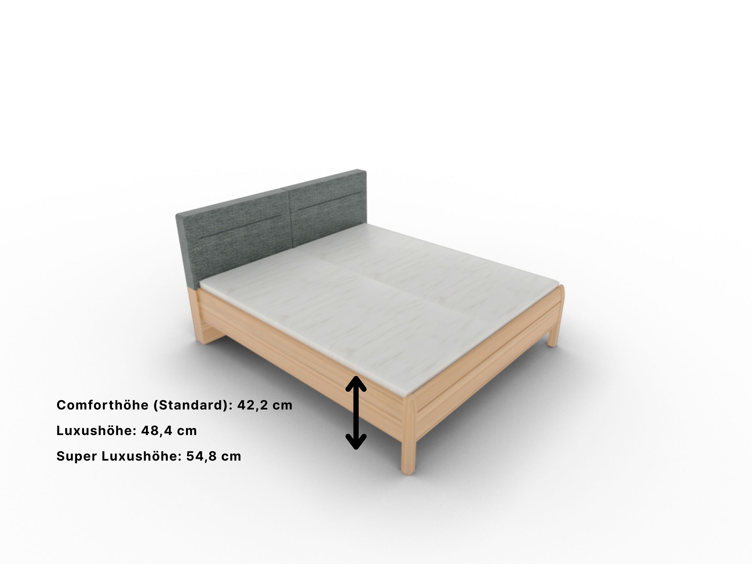 Disselkamp Doppelbett KT Polster Linero_Kernbuche_Bettseitenhoehe